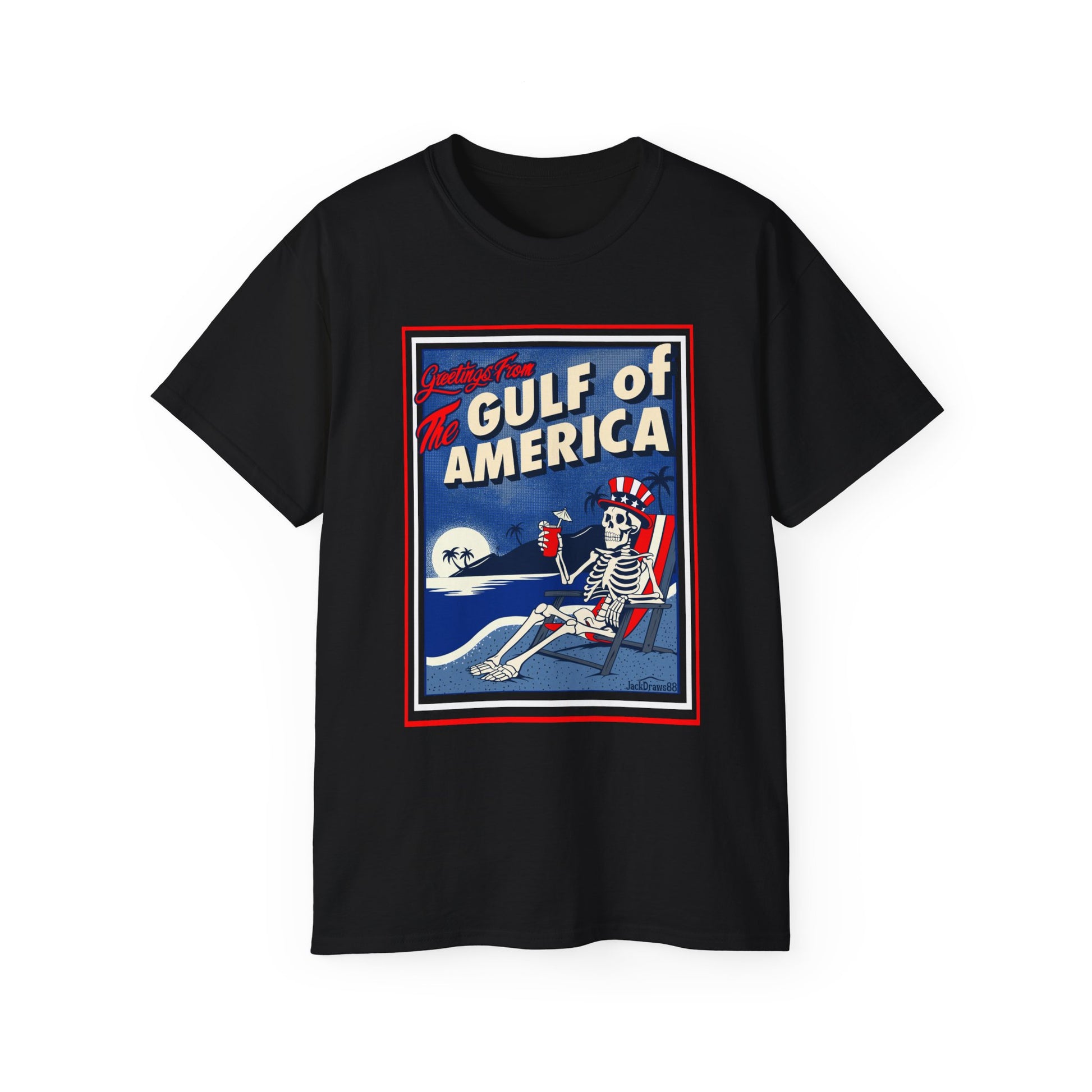 Greetings from the Gulf of America – Skeleton Vacation Tee 💀🌴🇺🇸
