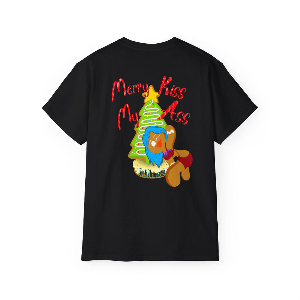 Merry Kiss My Ass – Naughty Gingerbread Holiday Stripper Tee, Unisex Cotton Shirt