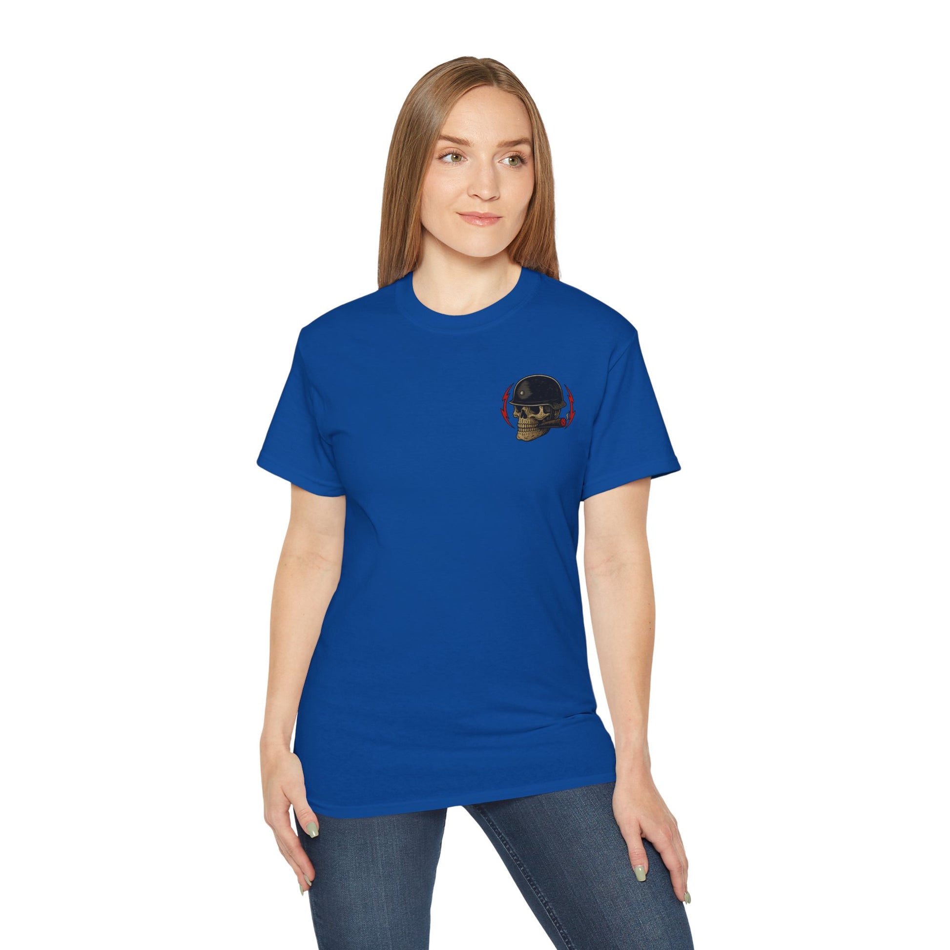 Fun Fact: I Don’t Care – Skull Helmet, Unisex Cotton T-Shirt