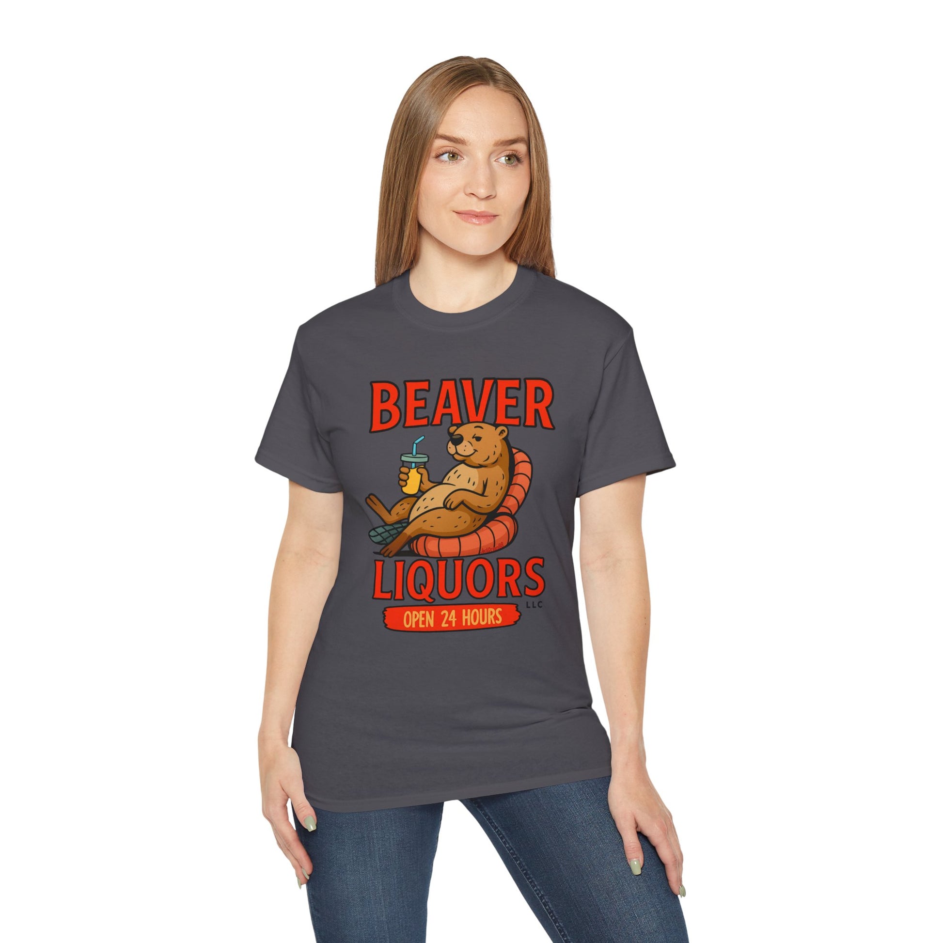 Funny Beaver Liquors Tee, Unisex Graphic T-Shirt