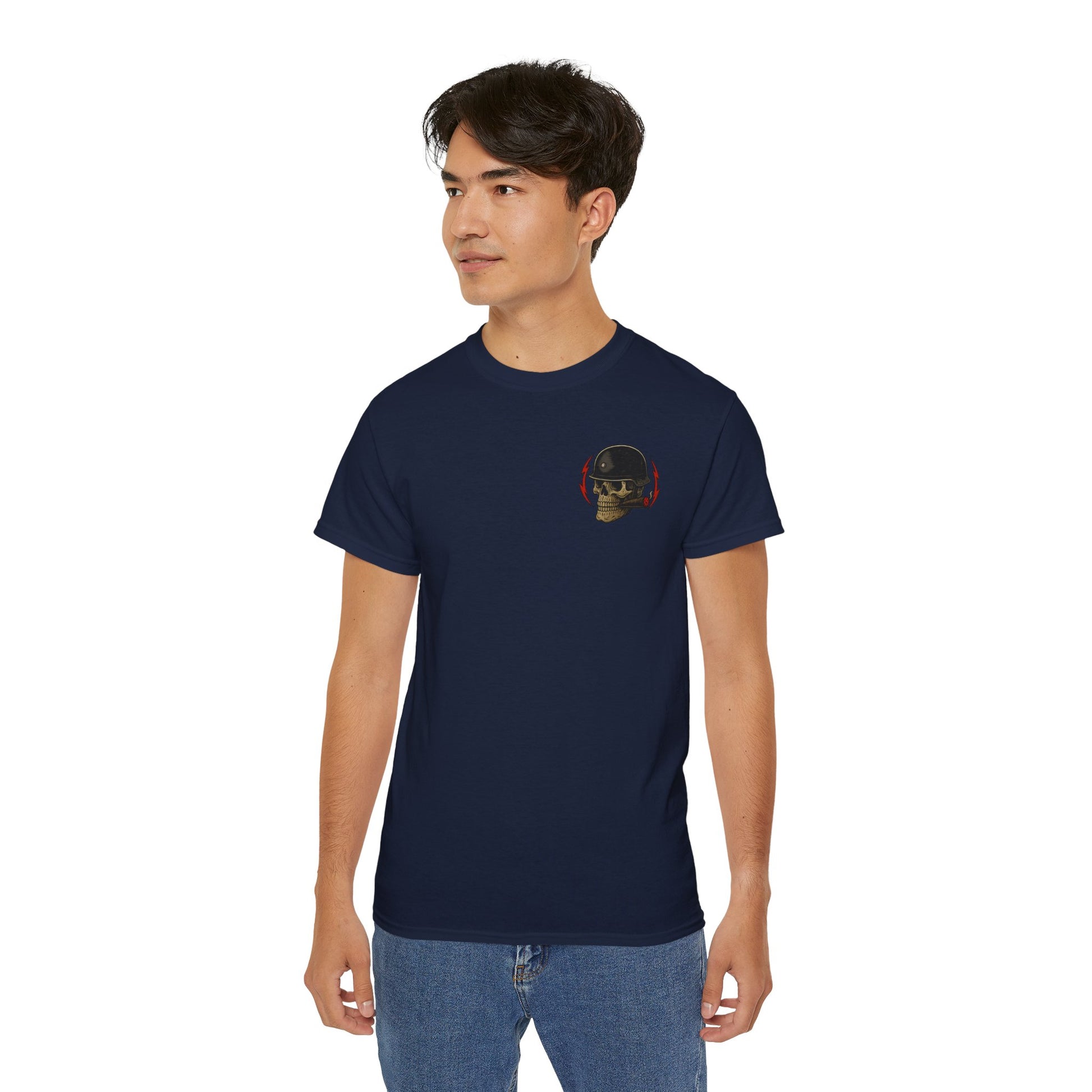 Fun Fact: I Don’t Care – Skull Helmet, Unisex Cotton T-Shirt