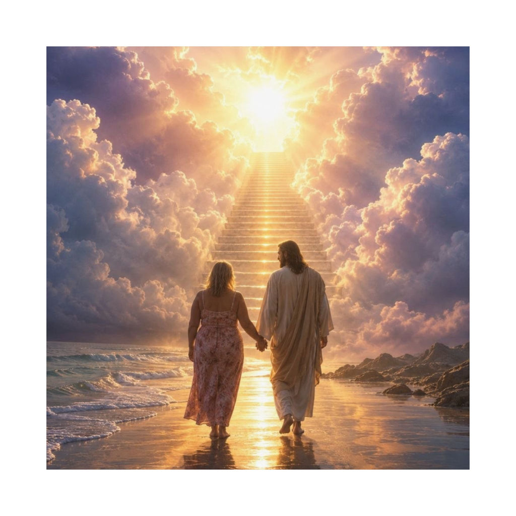 custom Christina Jesus Walks with Woman Poster — Inspirational Religious Wall Art