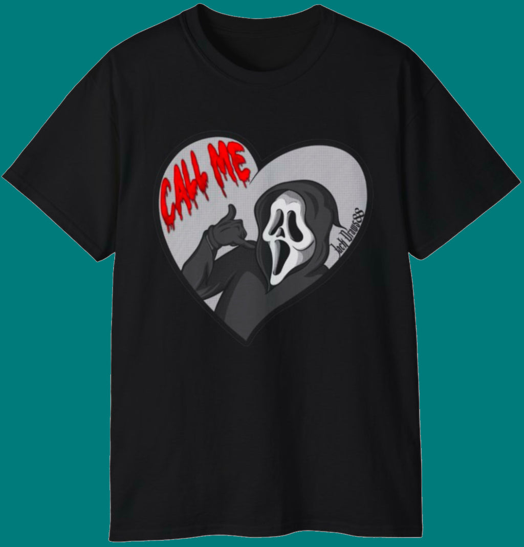 Ghostface Call Me Heart – Horror Parody Unisex Tee