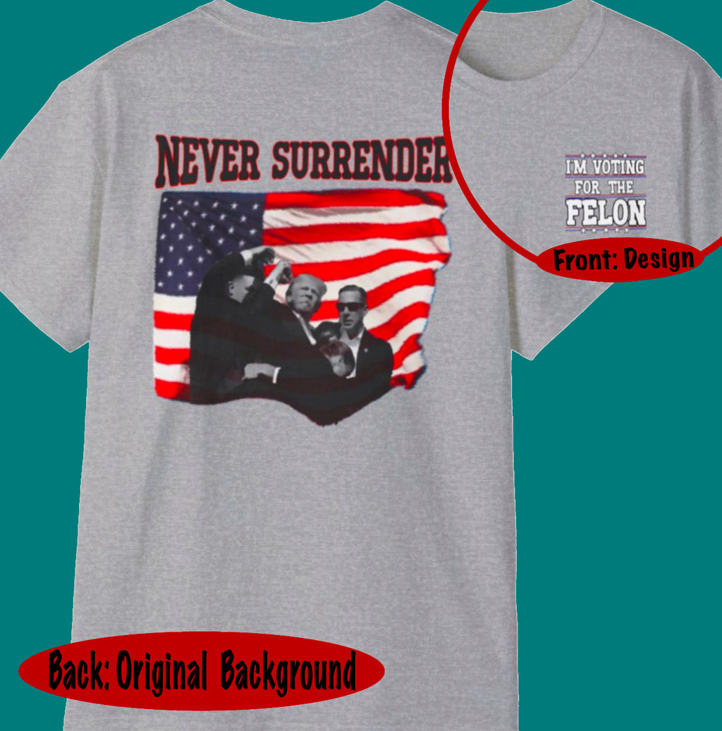 I’m Voting for the Felon” / Trump Back Design, Unisex Ultra Cotton Shirt