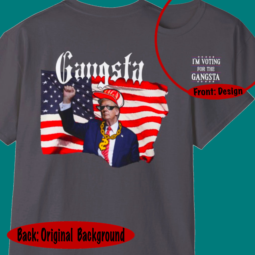 Trump Gangsta 2028 – I’m Voting for the Gangsta Patriotic, Unisex Tee