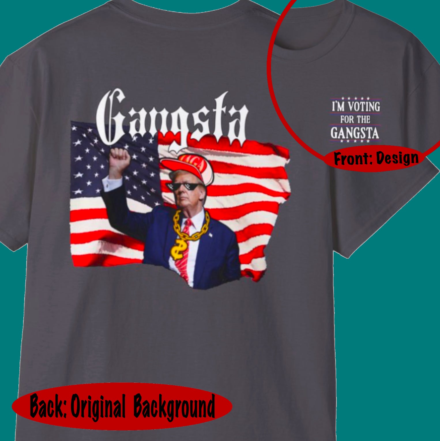 Trump Gangsta 2028 – I’m Voting for the Gangsta Patriotic, Unisex Tee
