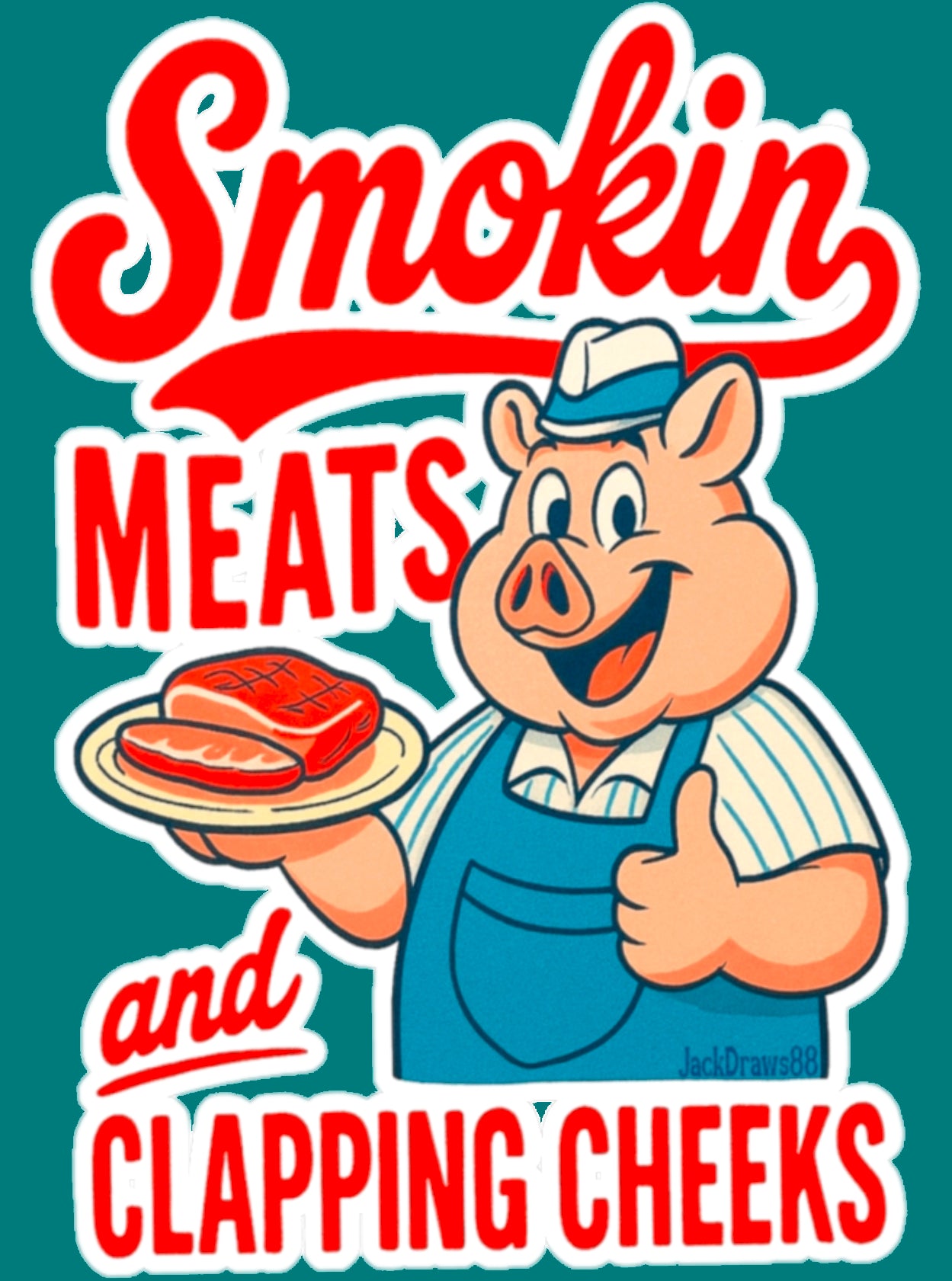 Smokin' Meats and Clapping Cheeks Vinyl Decals, Funny BBQ Stickers, Kitchen Decor, Grill Lover Gifts, Humor Car Decals
