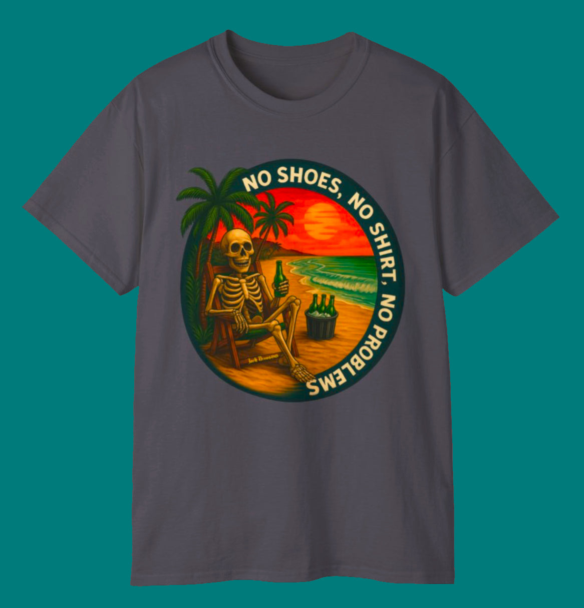 Beach Vibes Skeleton Tee, No Shoes No Shirt No Problems Shirt,