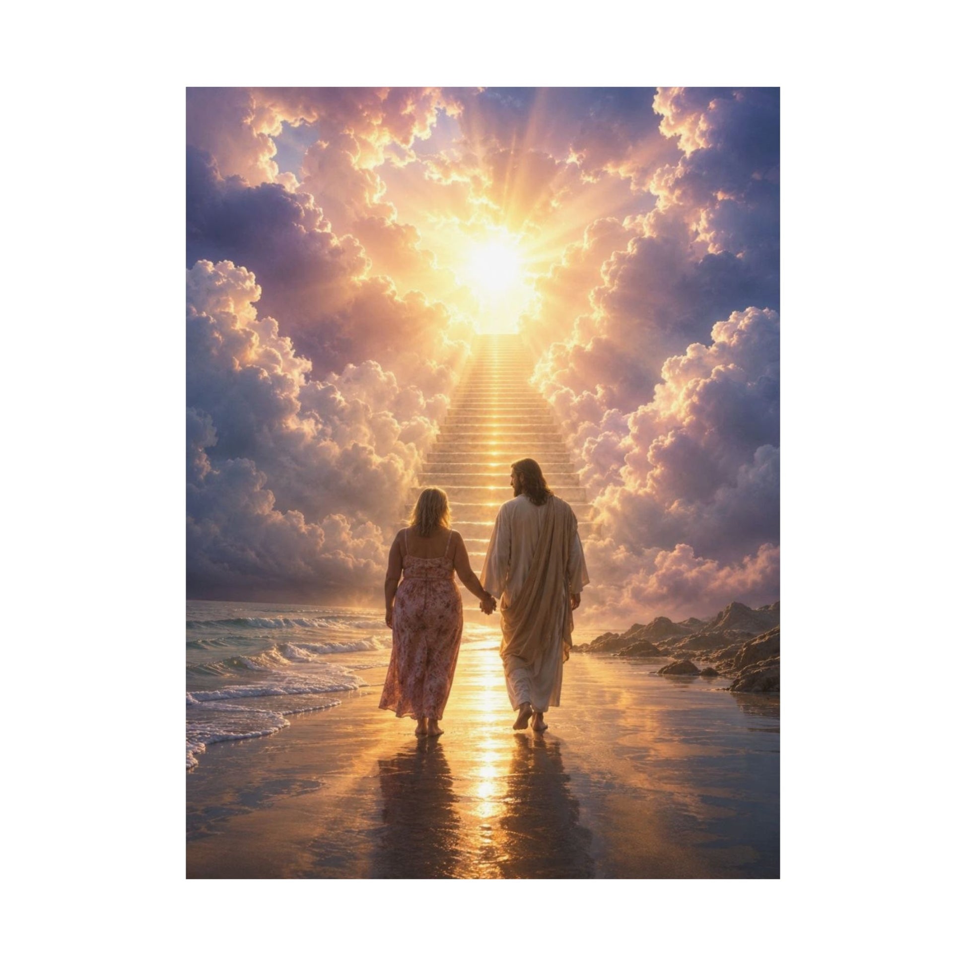 custom Christina Jesus Walks with Woman Poster — Inspirational Religious Wall Art