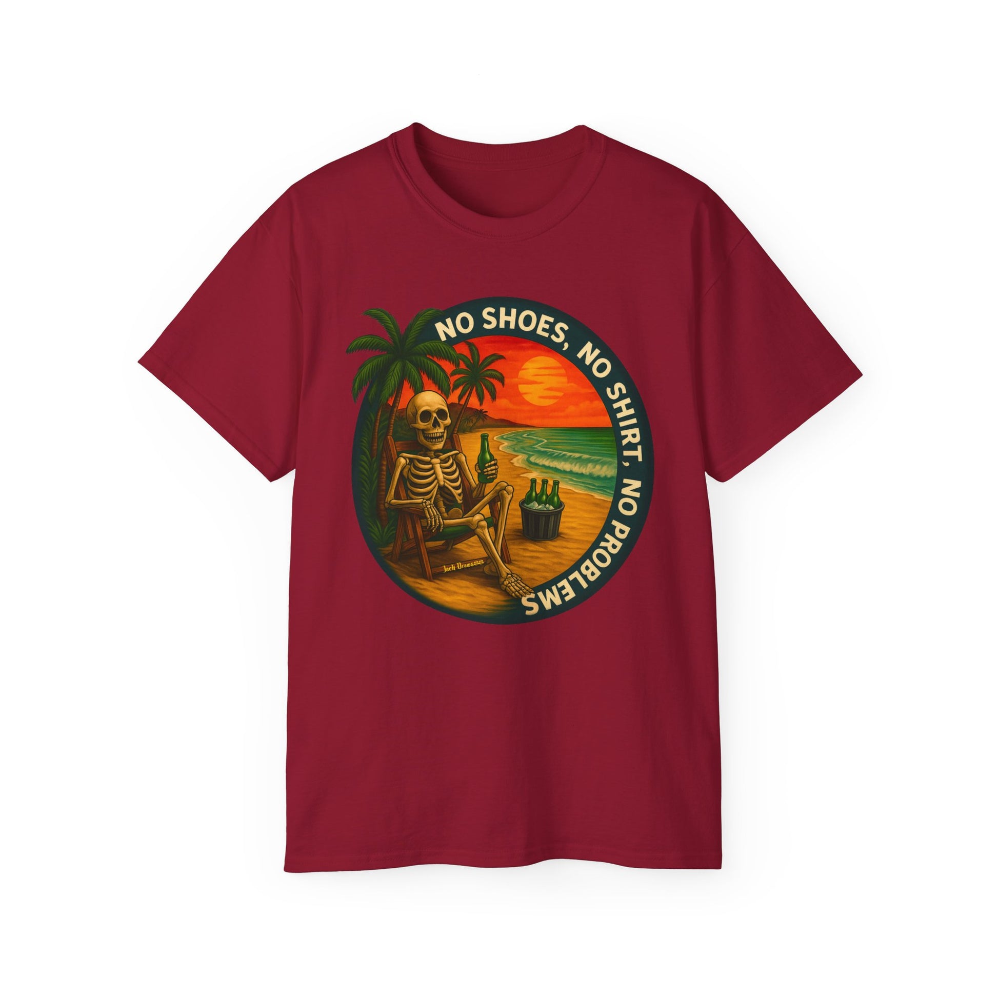 Beach Vibes Skeleton Tee, No Shoes No Shirt No Problems Shirt,