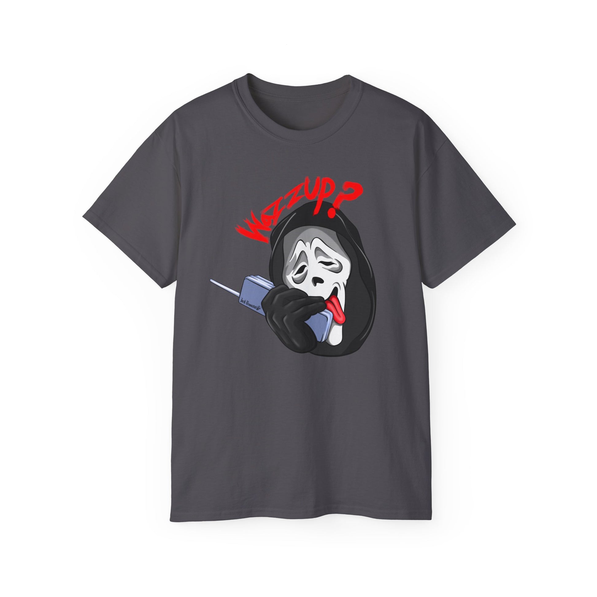 Ghostface Wazzup – Classic Meme Phone Call Tee, Unisex Cotton T-Shirt