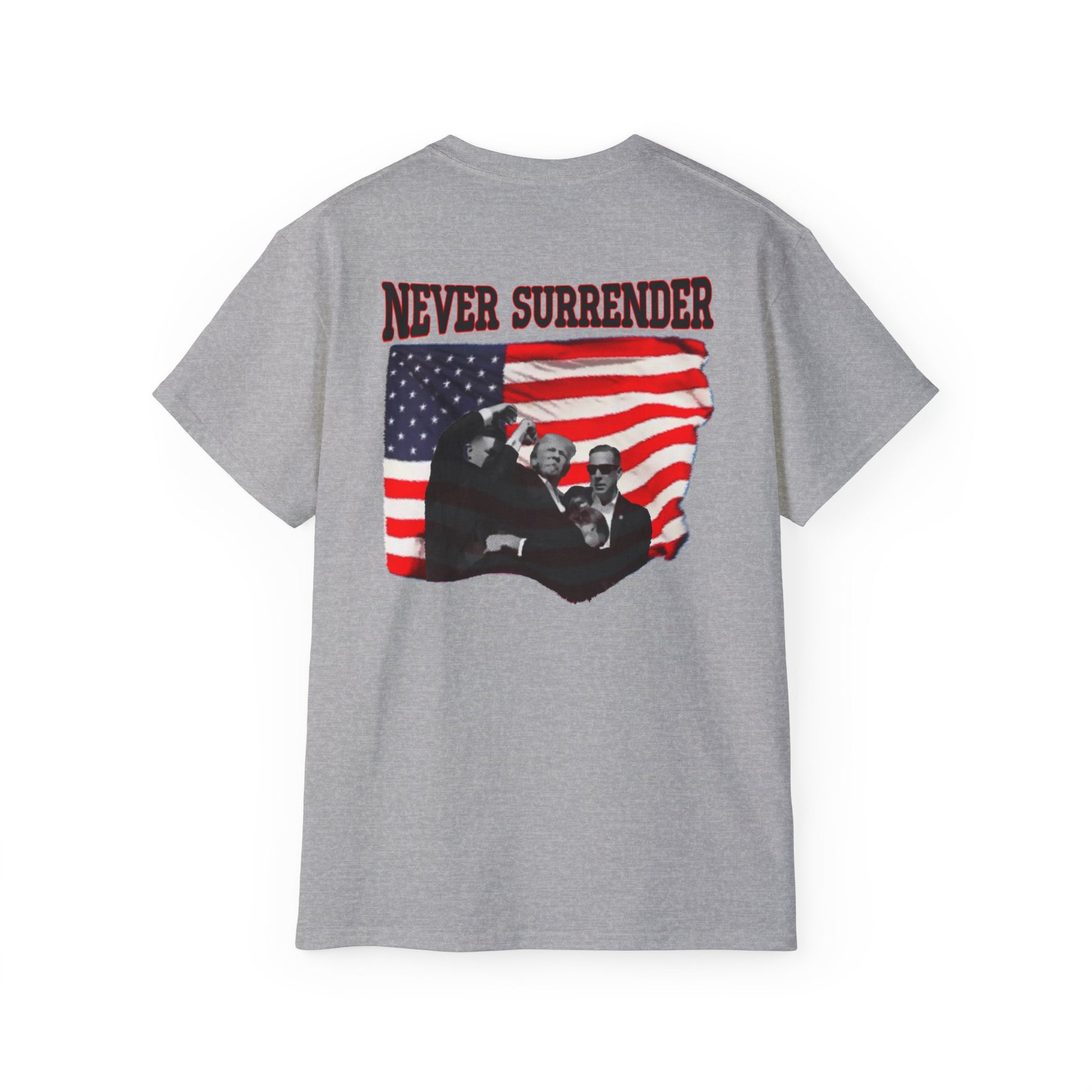 Never Surrender – Trump 2028 Patriotic Statement Tee, Unisex Ultra Cotton Tee