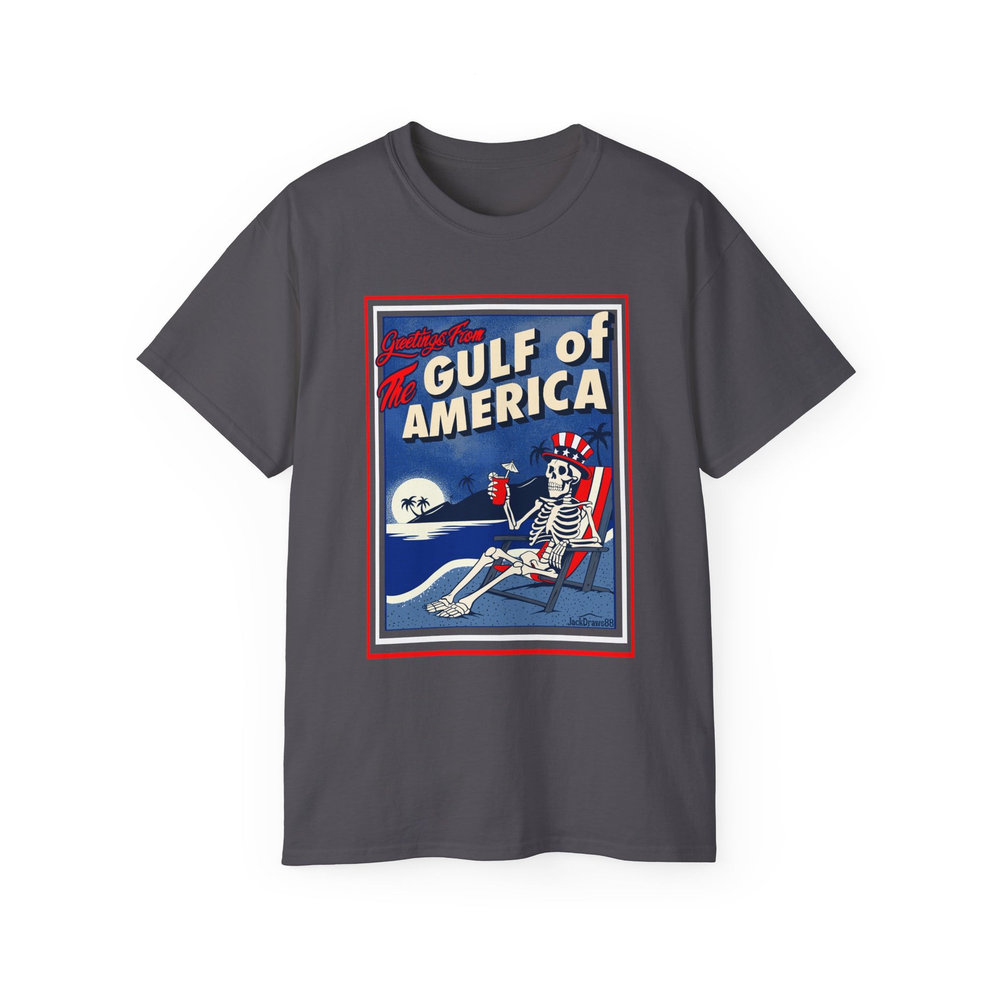Greetings from the Gulf of America – Skeleton Vacation Tee 💀🌴🇺🇸