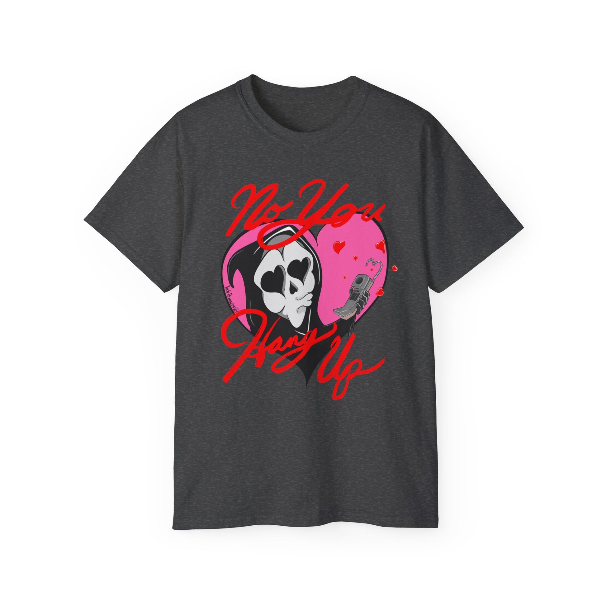 No You Hang Up - Heart Eyes Ghostface Funny Valentine, Unisex Cotton Tee