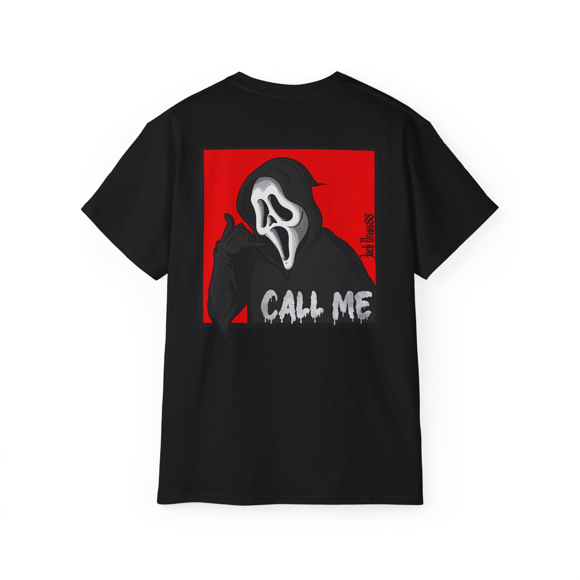 Ghostface “Call Me” – Double-Sided Slasher Parody Unisex Tee
