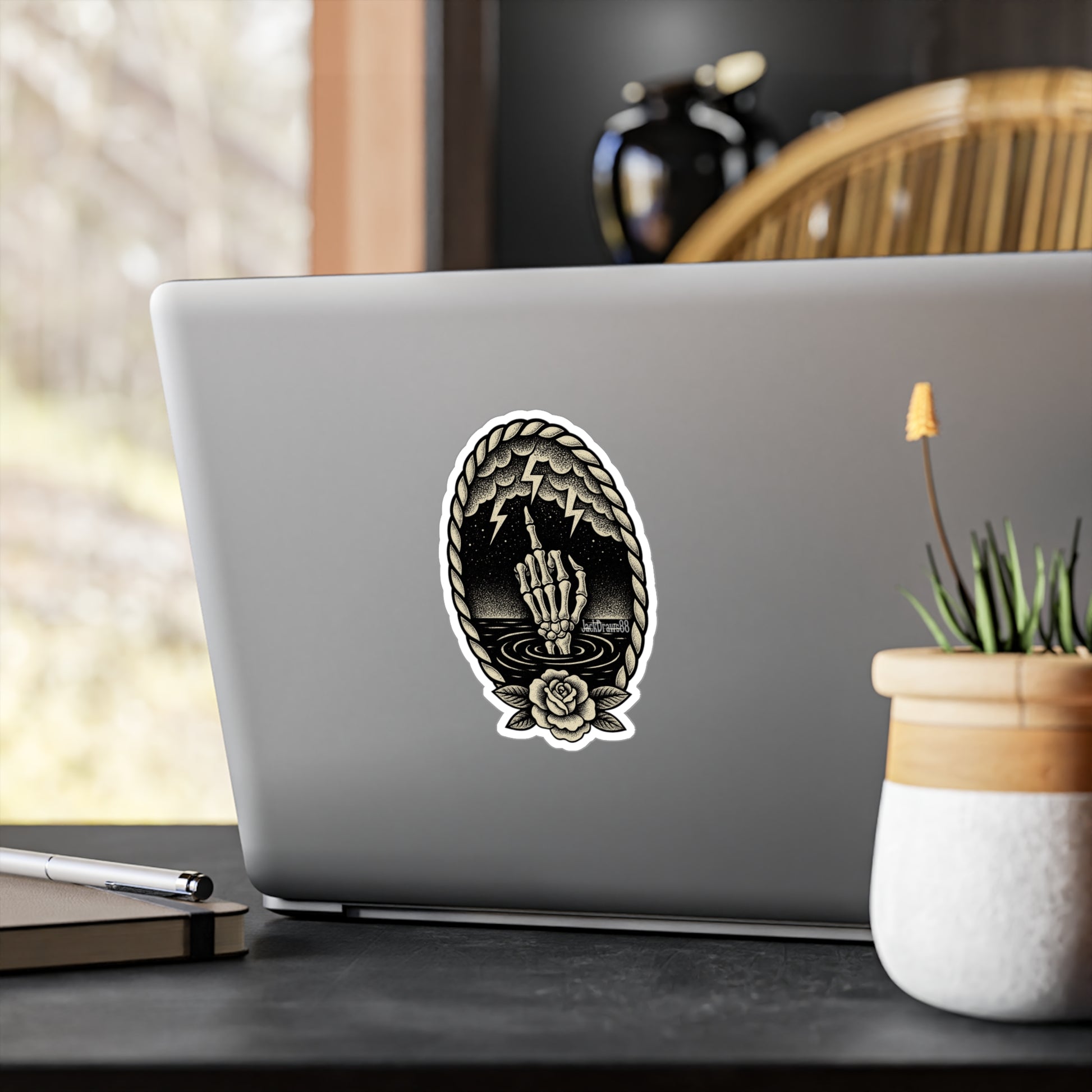 Edgy Skull Hand Vinyl Decals