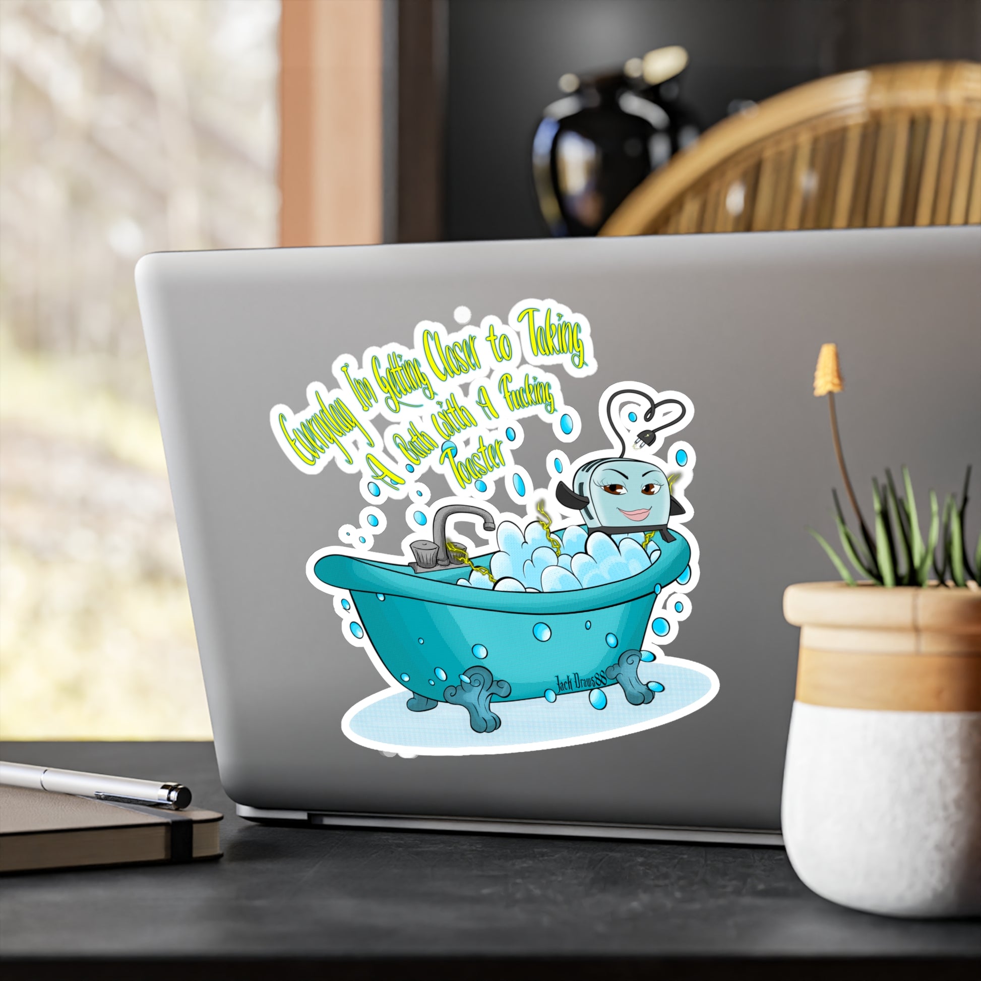 Cute Bath Time Kiss-Cut Vinyl Decal – Fun Bathroom Decor, Bath-Themed Gift, Eco-Friendly Home Sticker, Relaxation Reminder, Playful Wall Art