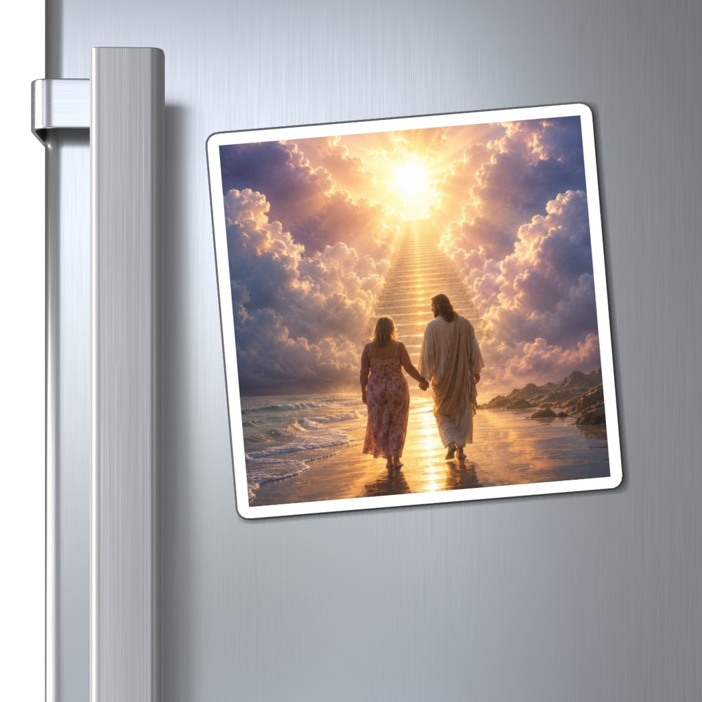custom Christina Religious Jesus Walking to Heaven Refrigerator Magnet — Inspirational Christian Faith Magnet