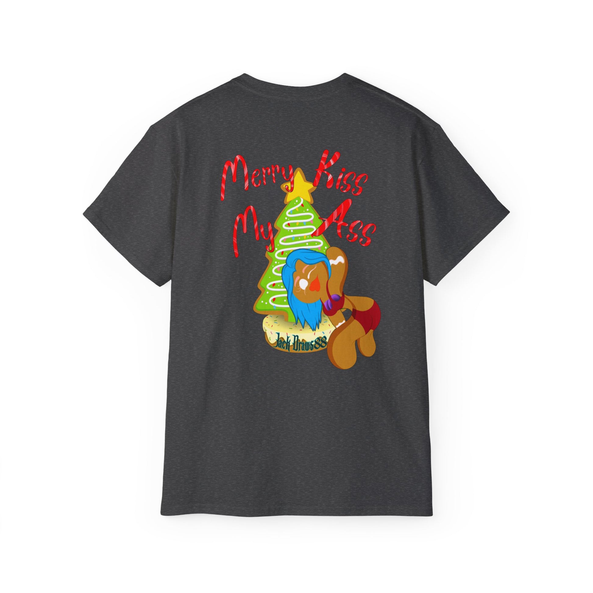 Merry Kiss My Ass – Naughty Gingerbread Holiday Stripper Tee, Unisex Cotton Shirt
