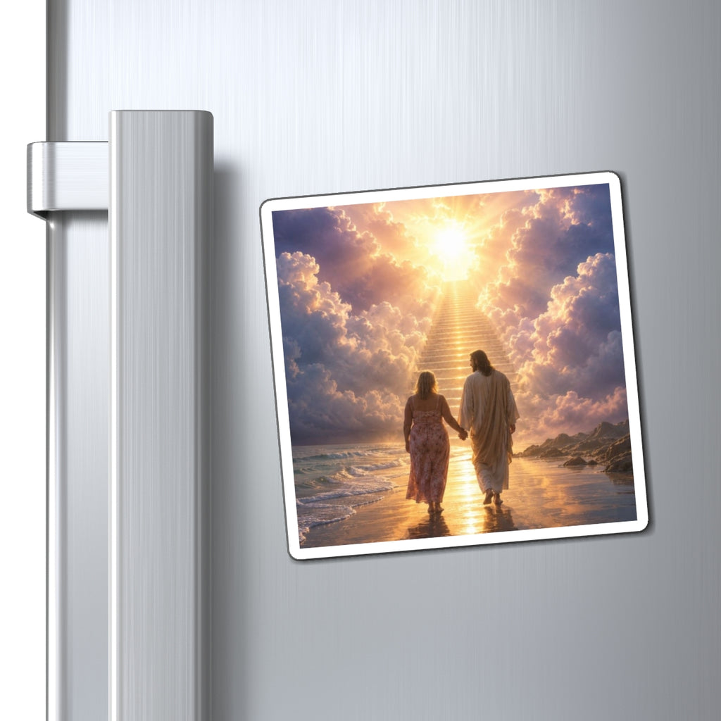 custom Christina Religious Jesus Walking to Heaven Refrigerator Magnet — Inspirational Christian Faith Magnet