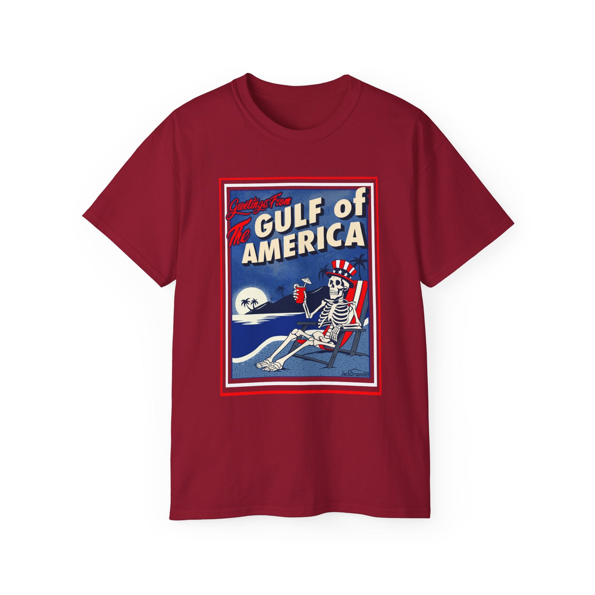 Greetings from the Gulf of America – Skeleton Vacation Tee 💀🌴🇺🇸