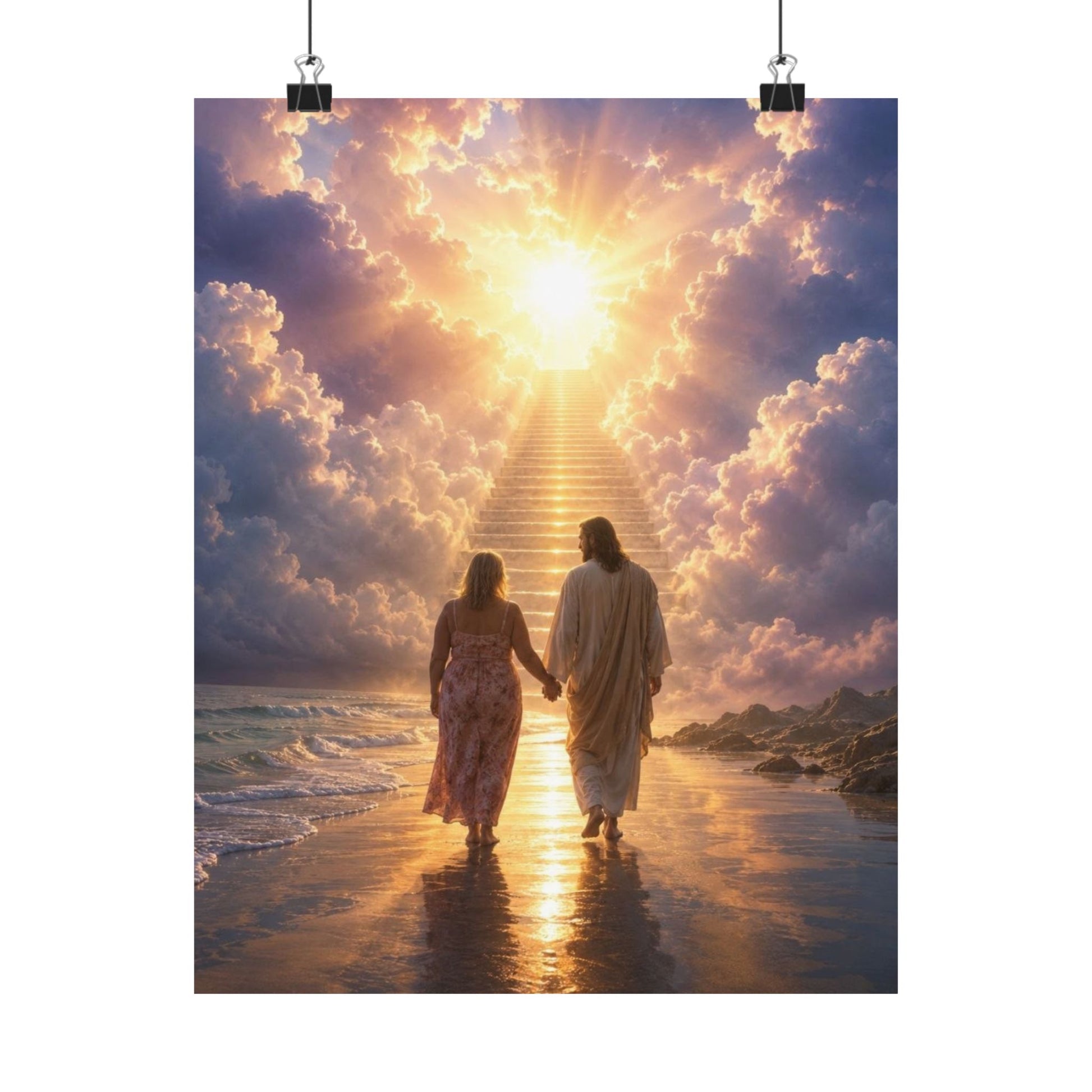 custom Christina Jesus Walks with Woman Poster — Inspirational Religious Wall Art
