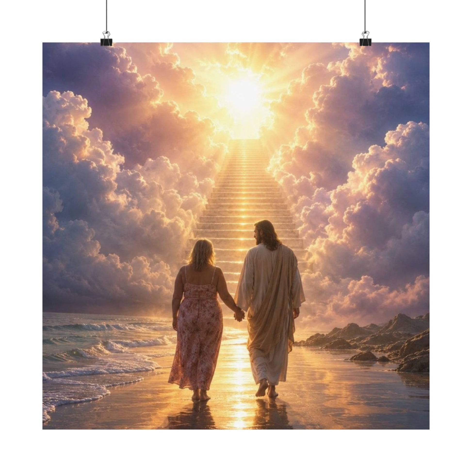 custom Christina Jesus Walks with Woman Poster — Inspirational Religious Wall Art