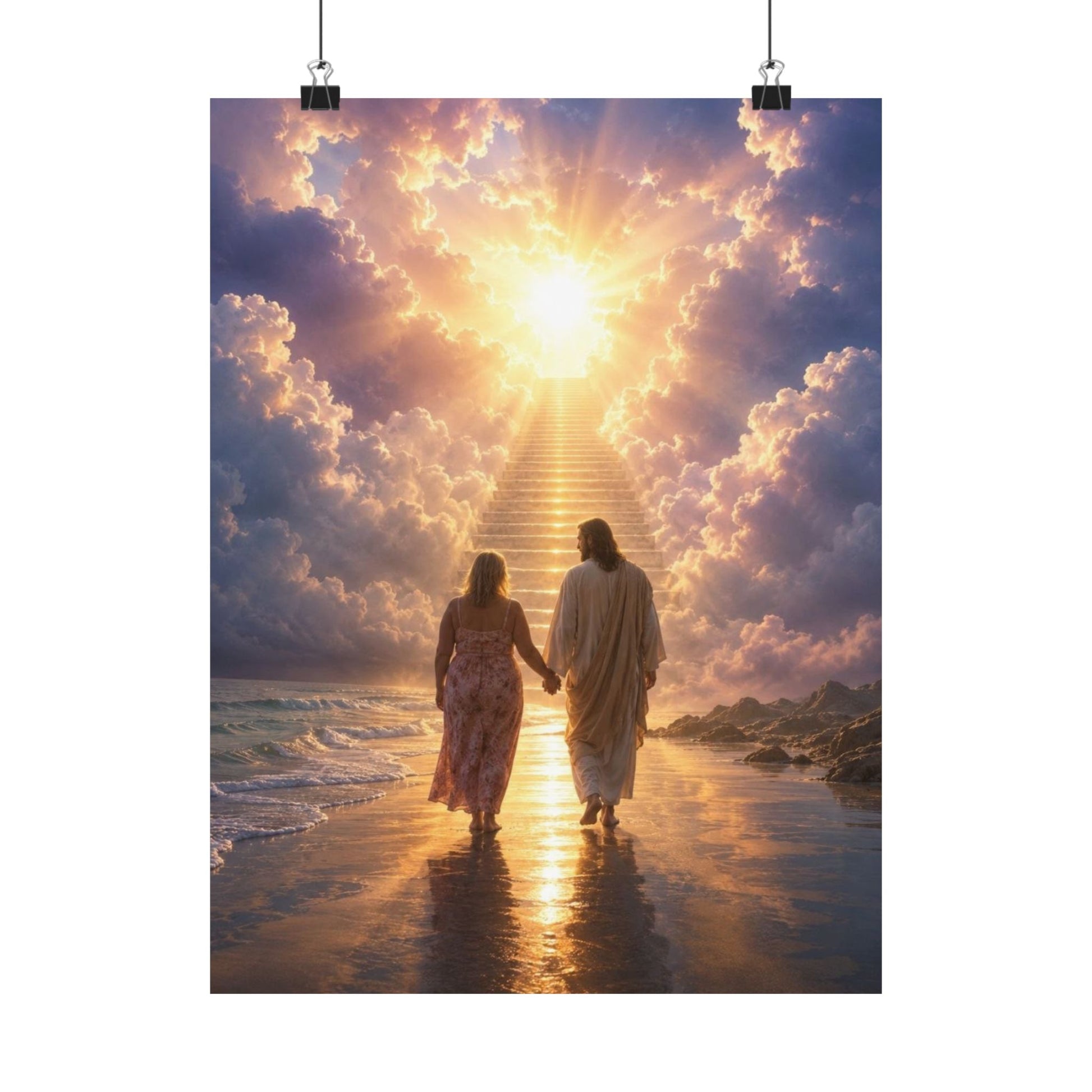 custom Christina Jesus Walks with Woman Poster — Inspirational Religious Wall Art