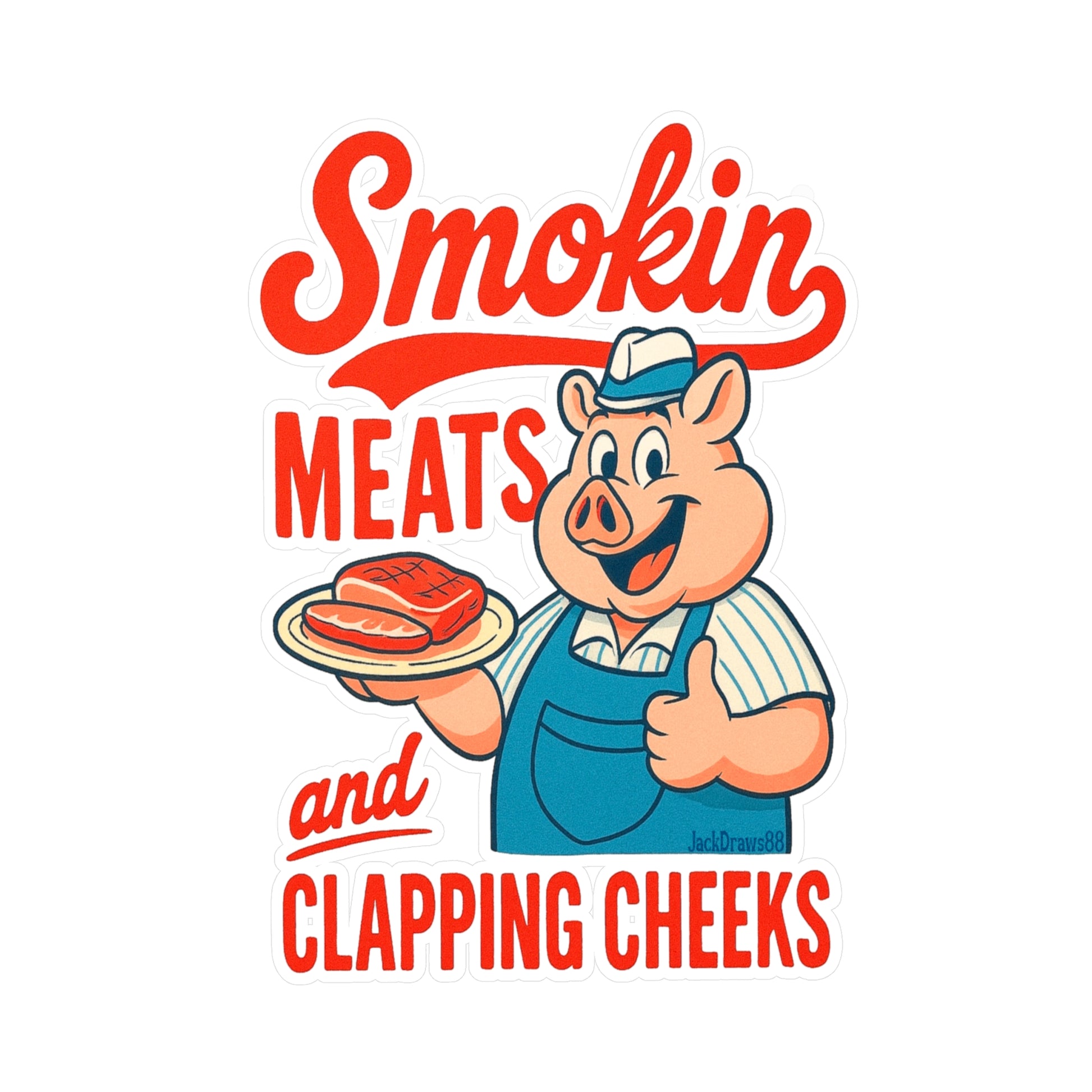 Smokin' Meats and Clapping Cheeks Vinyl Decals, Funny BBQ Stickers, Kitchen Decor, Grill Lover Gifts, Humor Car Decals
