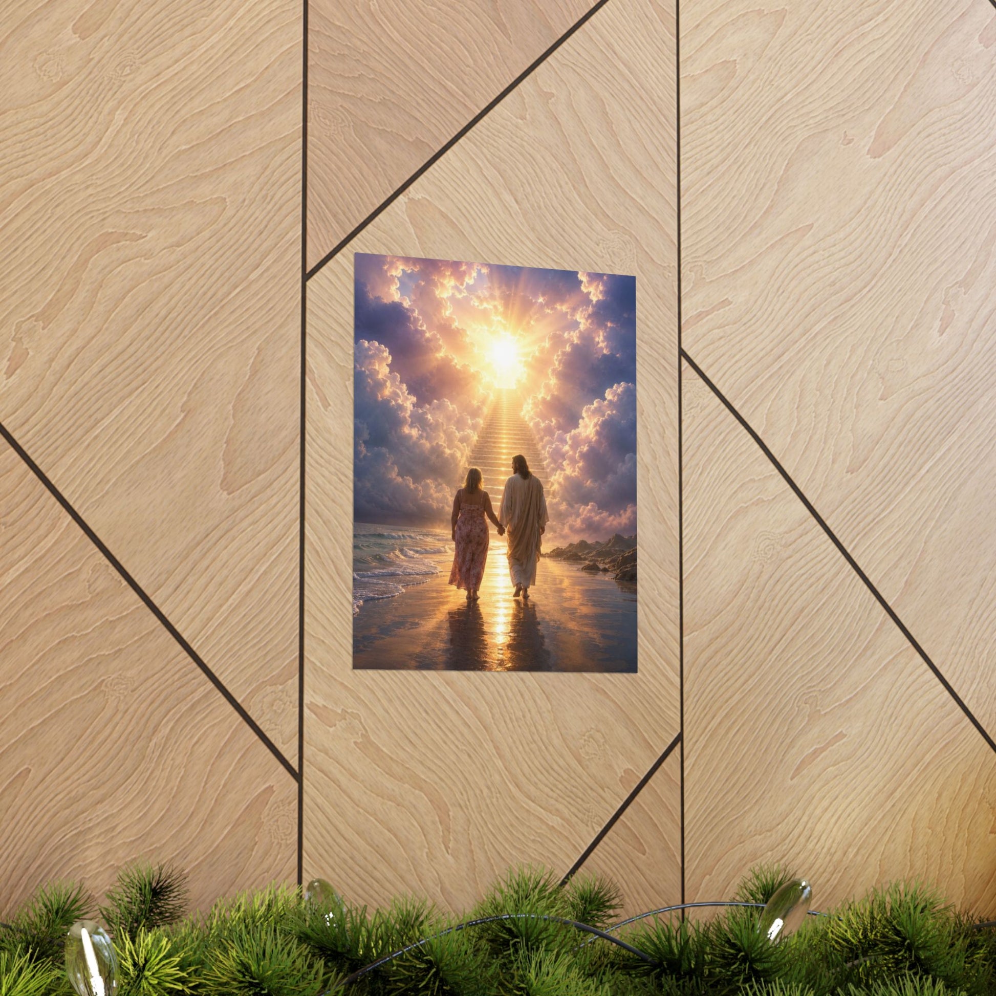 custom Christina Jesus Walks with Woman Poster — Inspirational Religious Wall Art