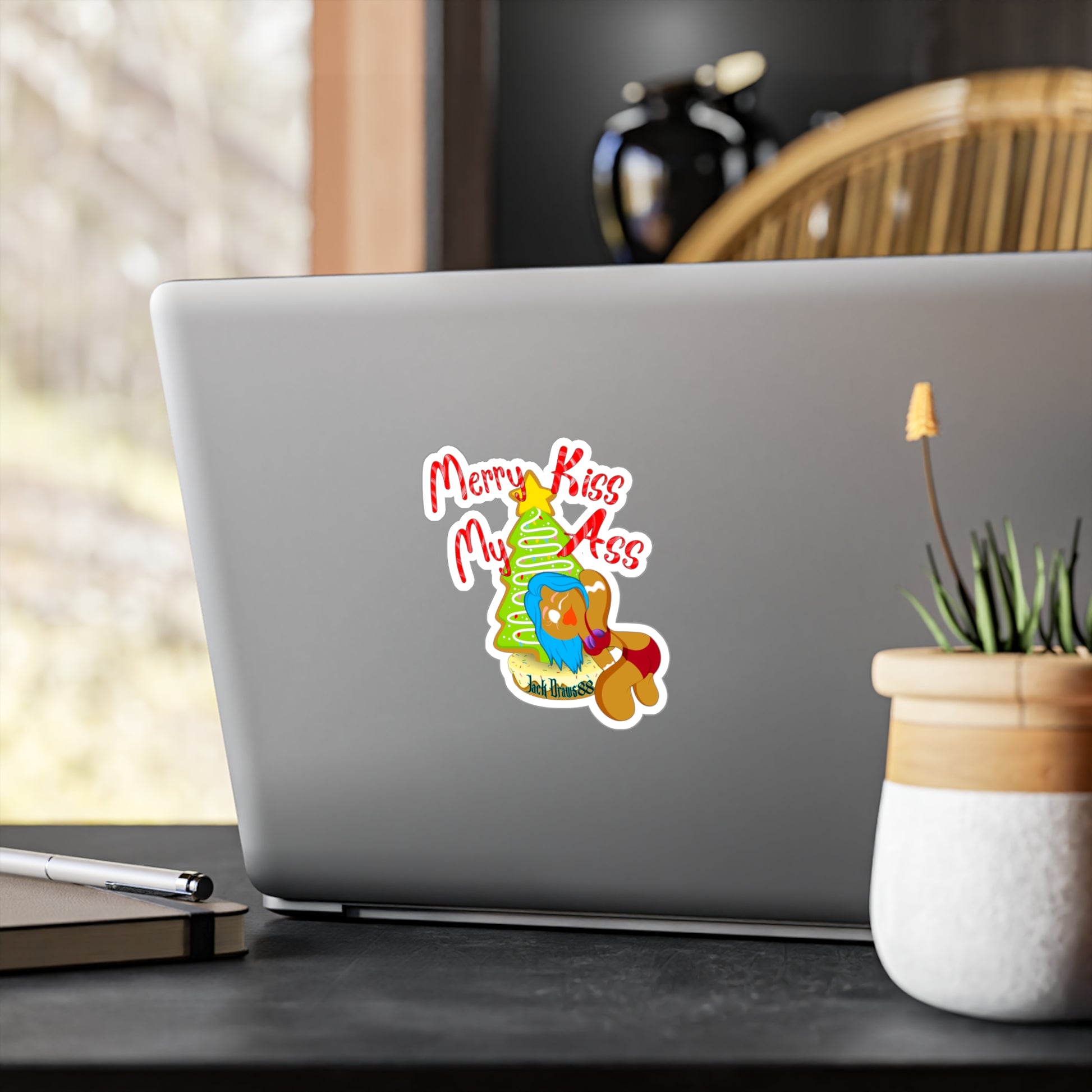 Merry Kiss My Ass – Gingerbread Christmas Stripper, Vinyl Decal