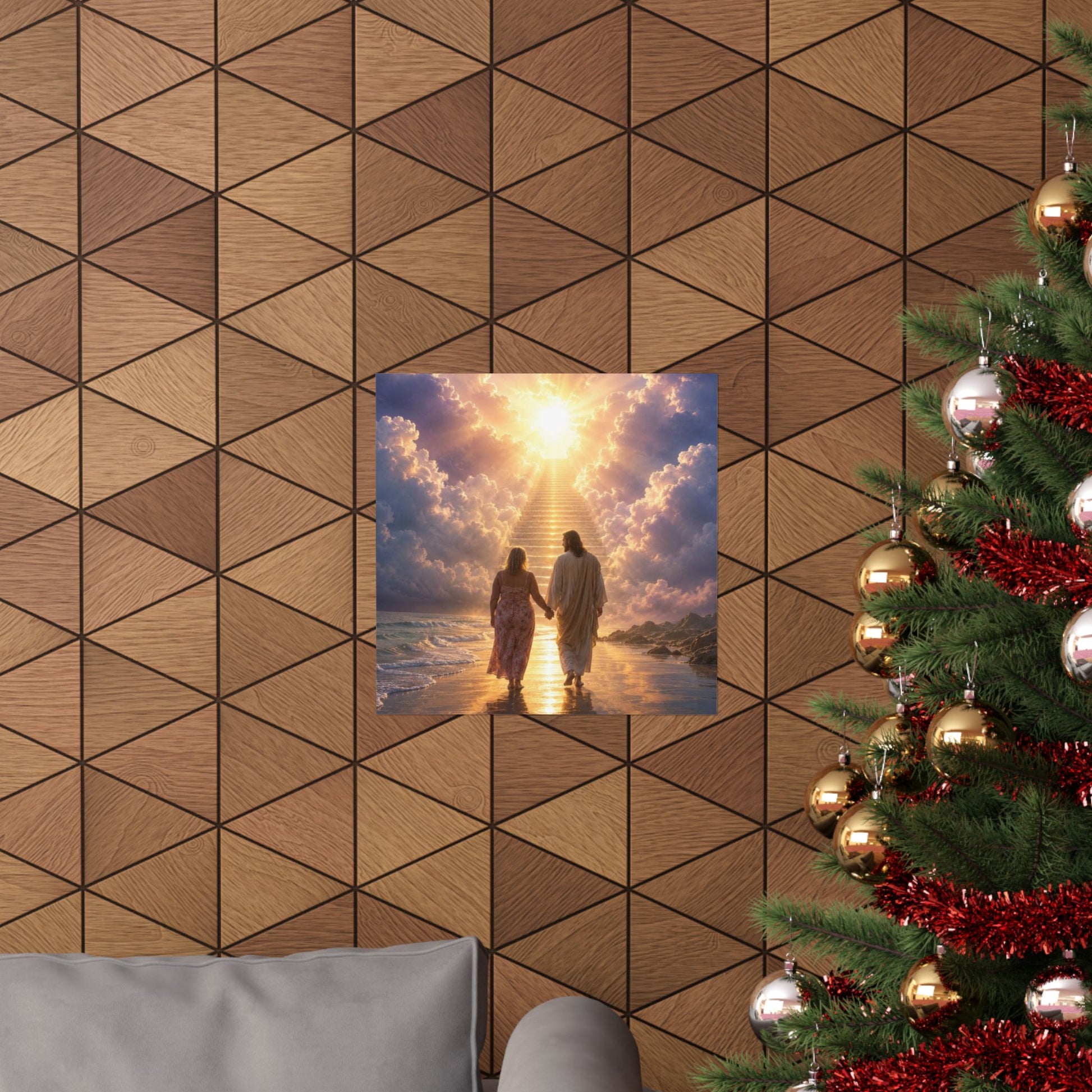 custom Christina Jesus Walks with Woman Poster — Inspirational Religious Wall Art