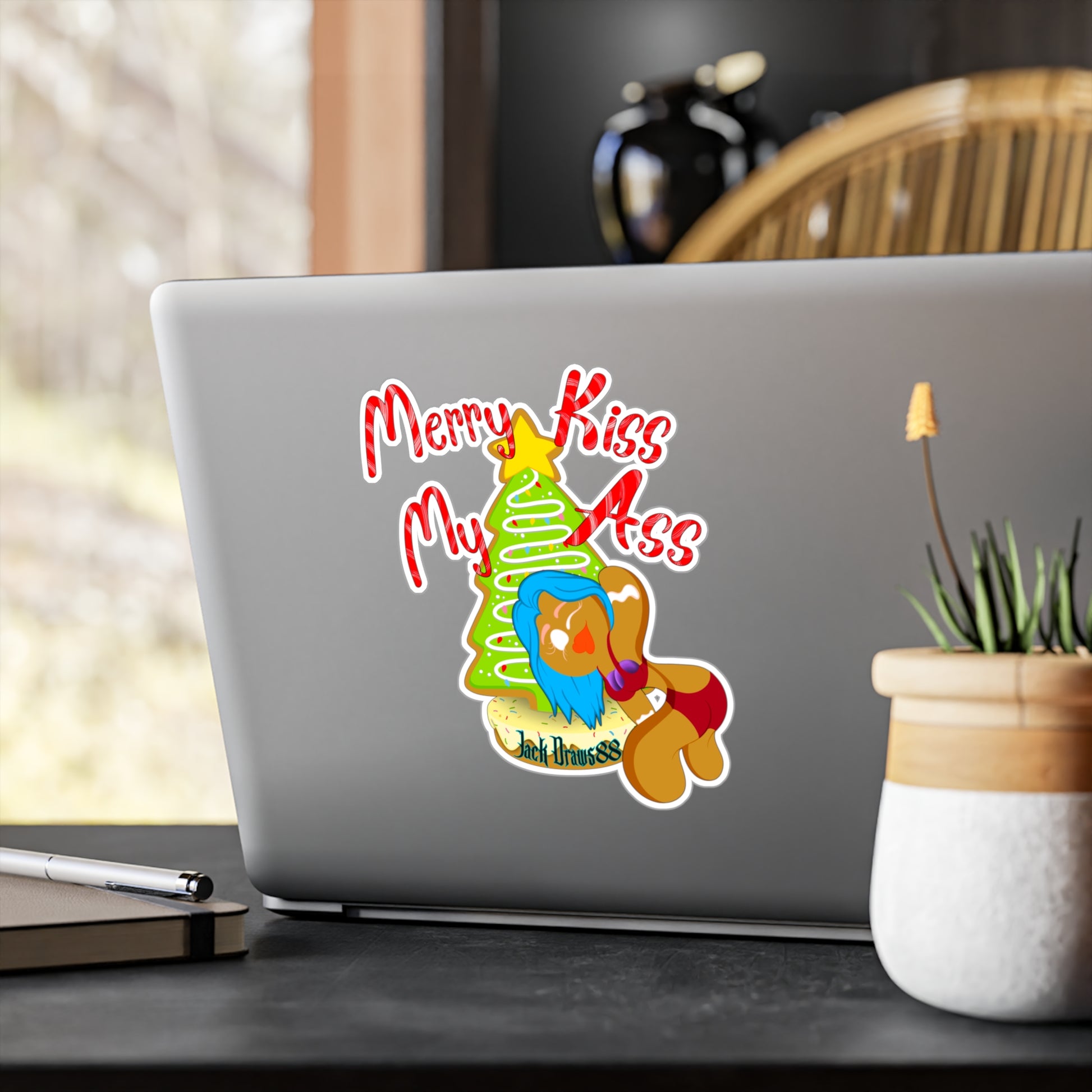 Merry Kiss My Ass – Gingerbread Christmas Stripper, Vinyl Decal