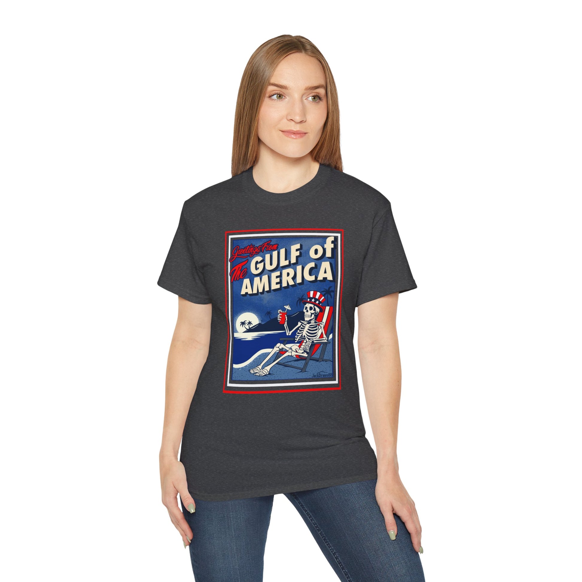 Greetings from the Gulf of America – Skeleton Vacation Tee 💀🌴🇺🇸