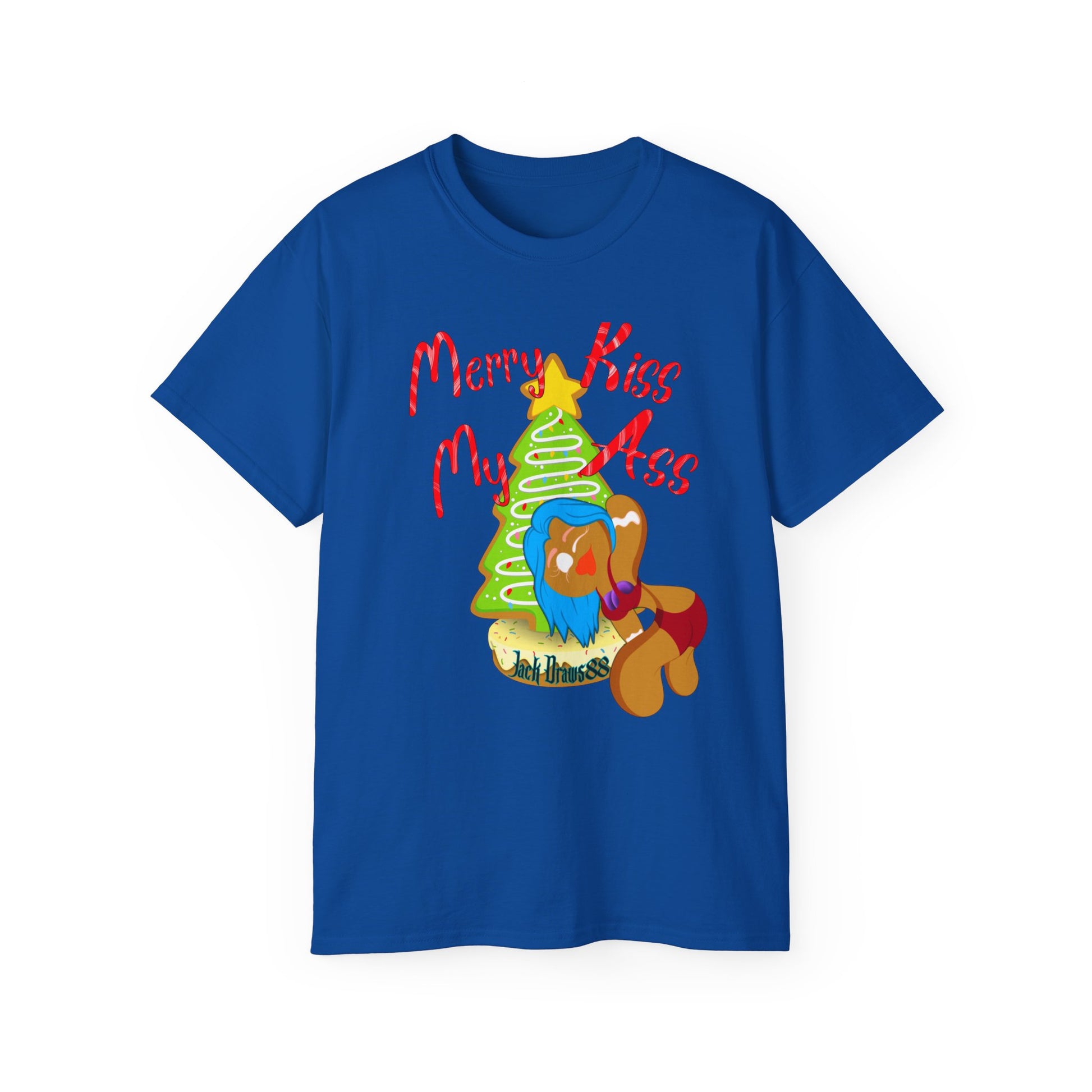 Merry Kiss My Ass – Gingerbread Christmas Stripper Tee,  Unisex Cotton Tee