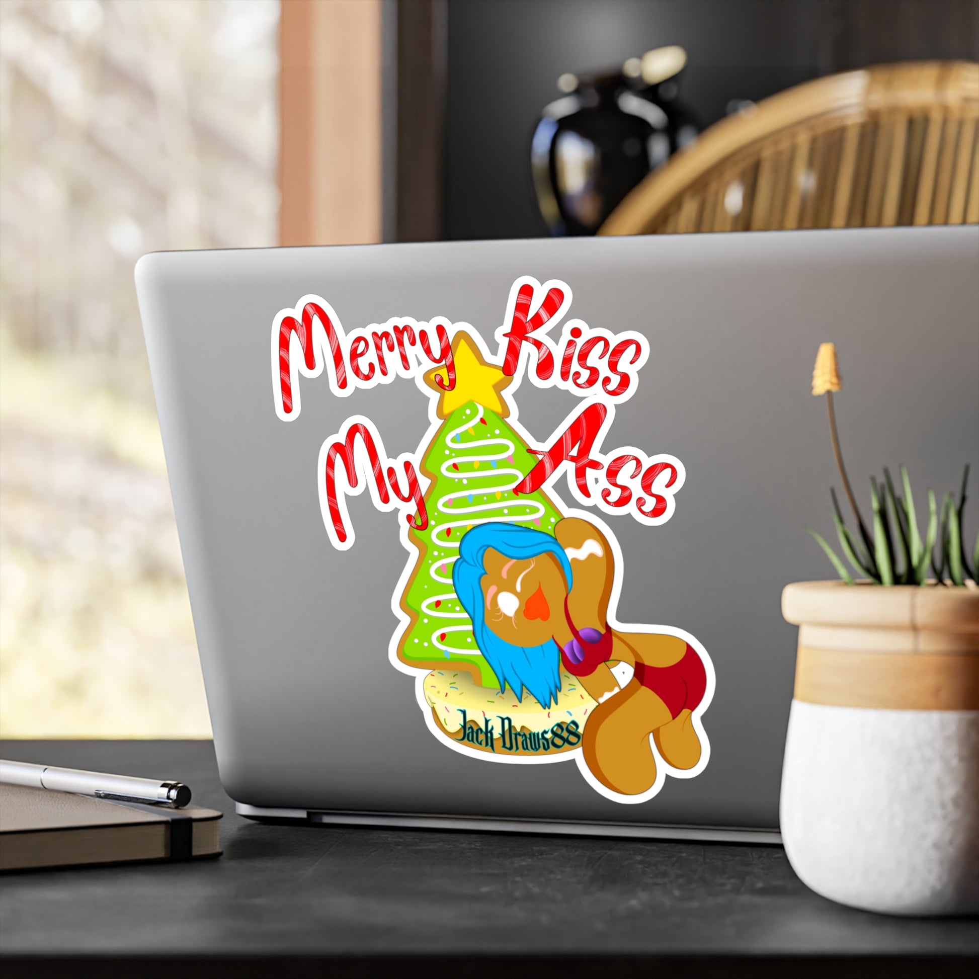 Merry Kiss My Ass – Gingerbread Christmas Stripper, Vinyl Decal