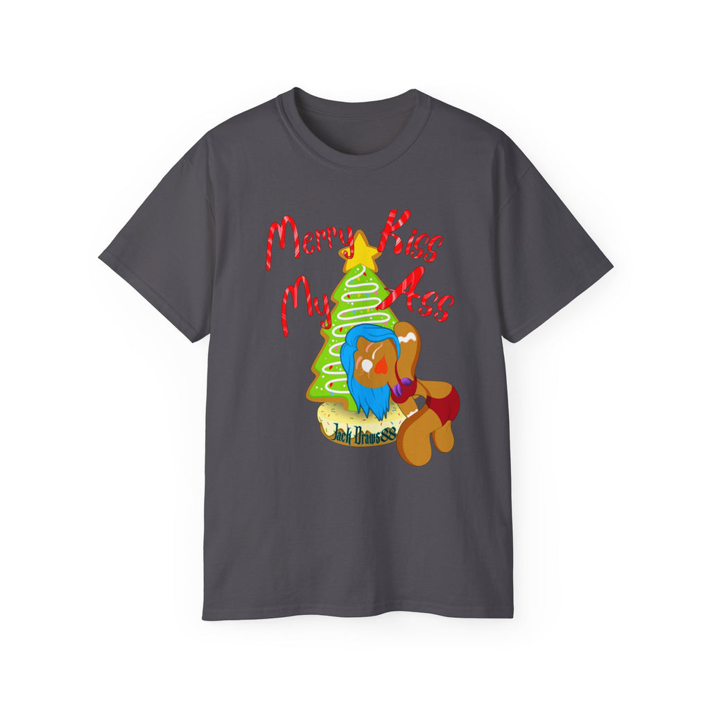Merry Kiss My Ass – Gingerbread Christmas Stripper Tee,  Unisex Cotton Tee