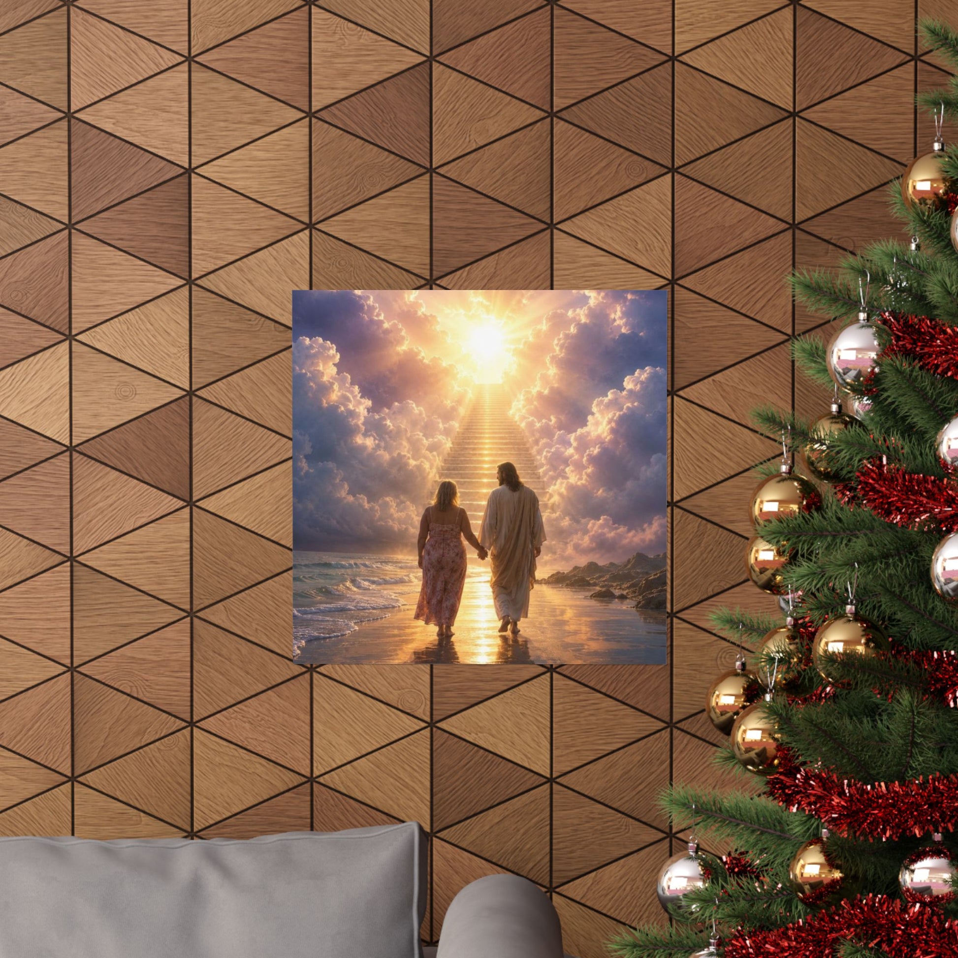 custom Christina Jesus Walks with Woman Poster — Inspirational Religious Wall Art