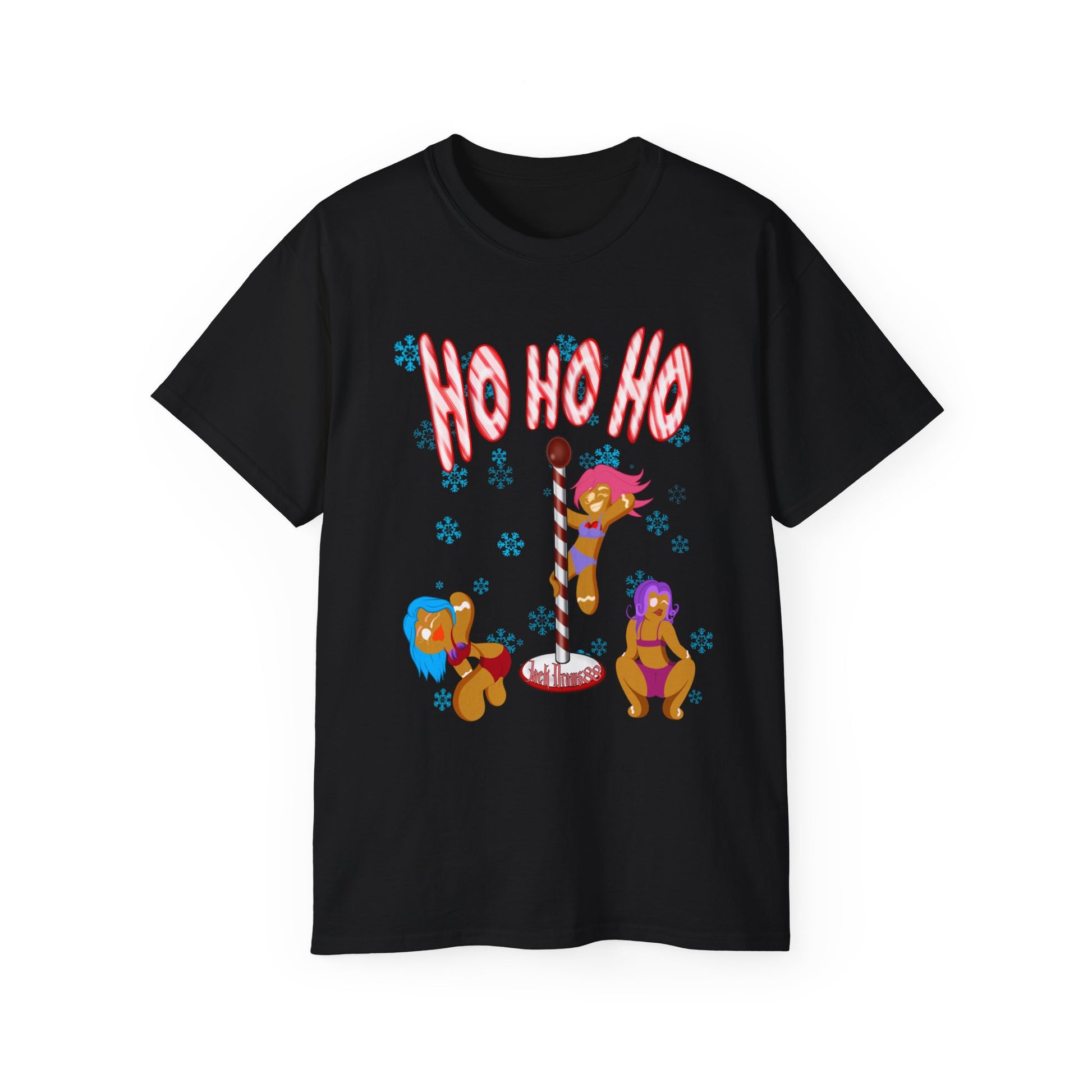 Ho Ho Ho – Naughty Gingerbread Pole Dance Holiday Tee, Unisex T-Shirt