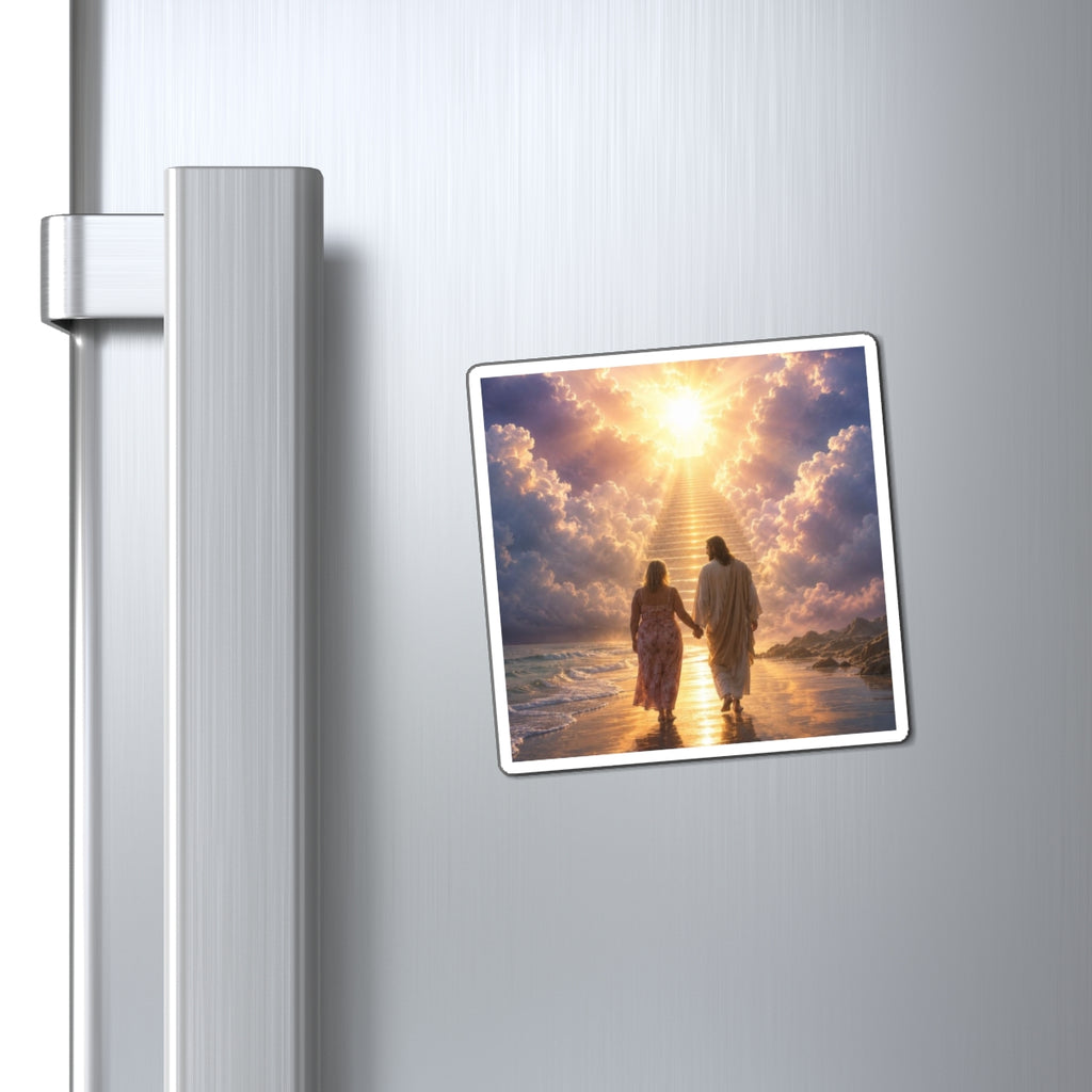 custom Christina Religious Jesus Walking to Heaven Refrigerator Magnet — Inspirational Christian Faith Magnet