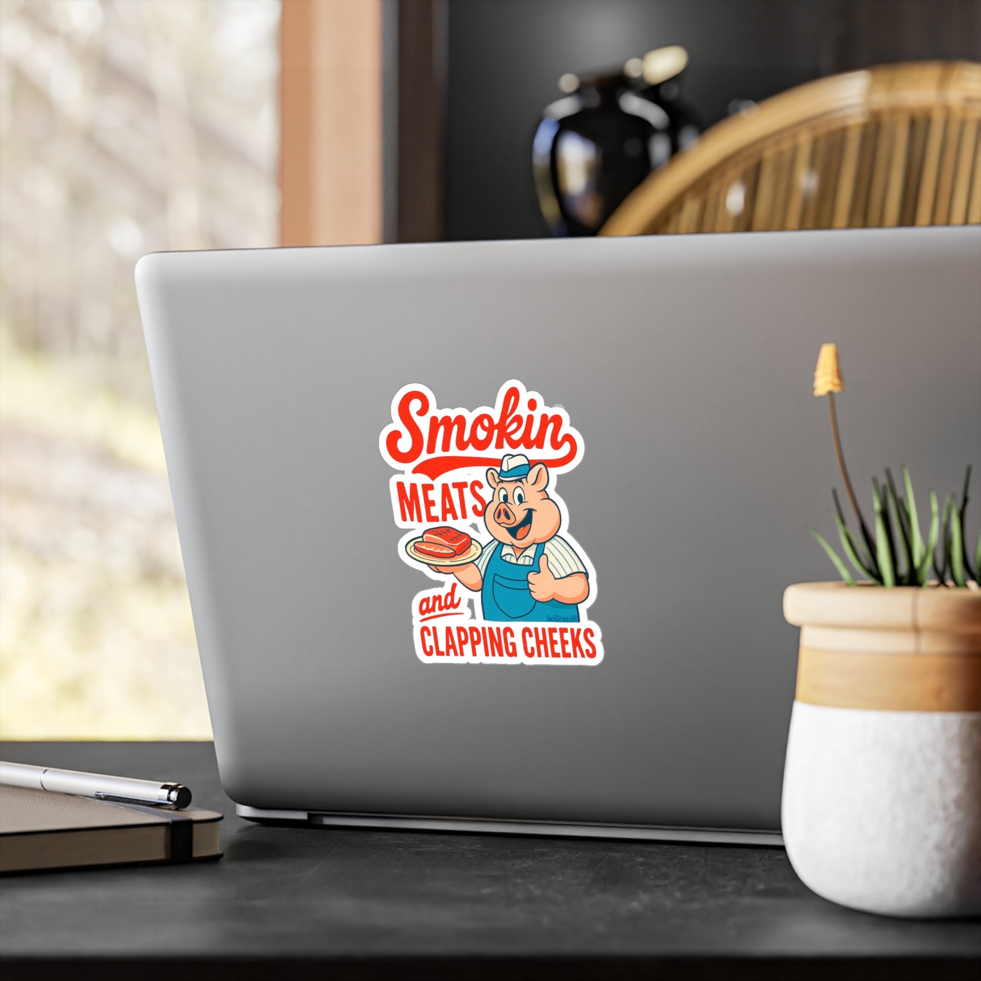 Smokin' Meats and Clapping Cheeks Vinyl Decals, Funny BBQ Stickers, Kitchen Decor, Grill Lover Gifts, Humor Car Decals