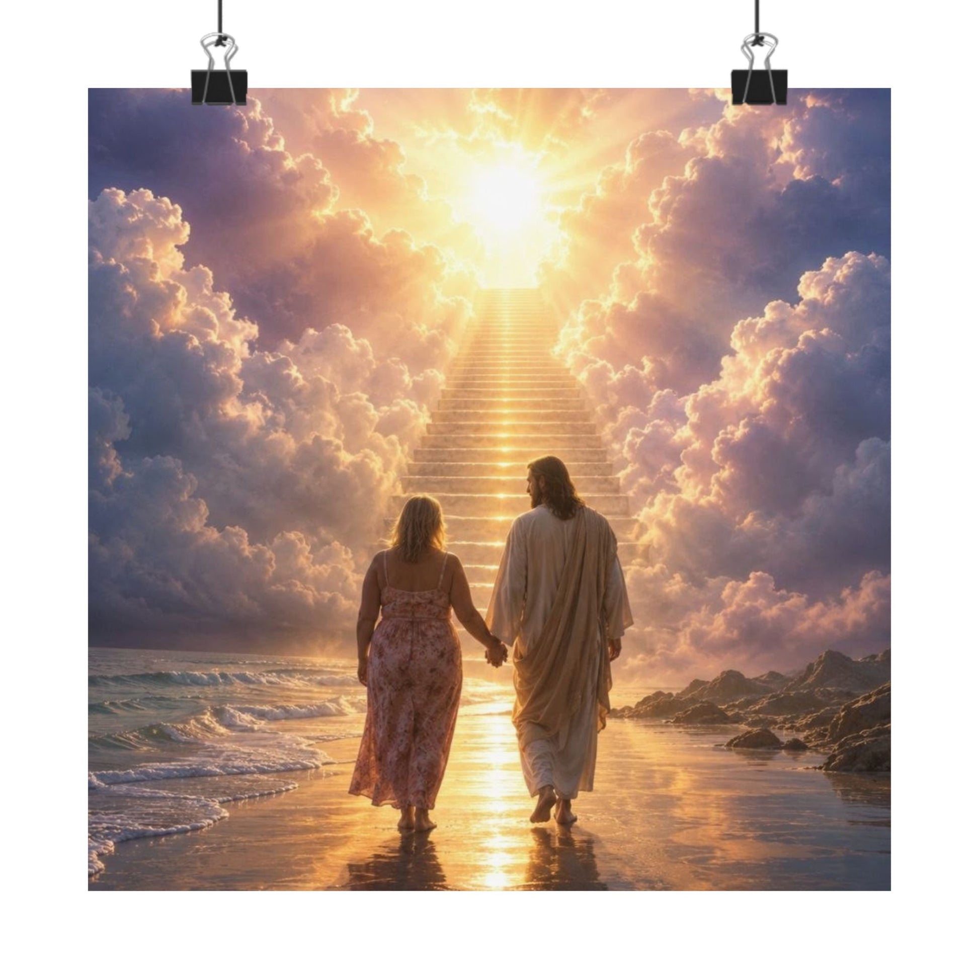 custom Christina Jesus Walks with Woman Poster — Inspirational Religious Wall Art