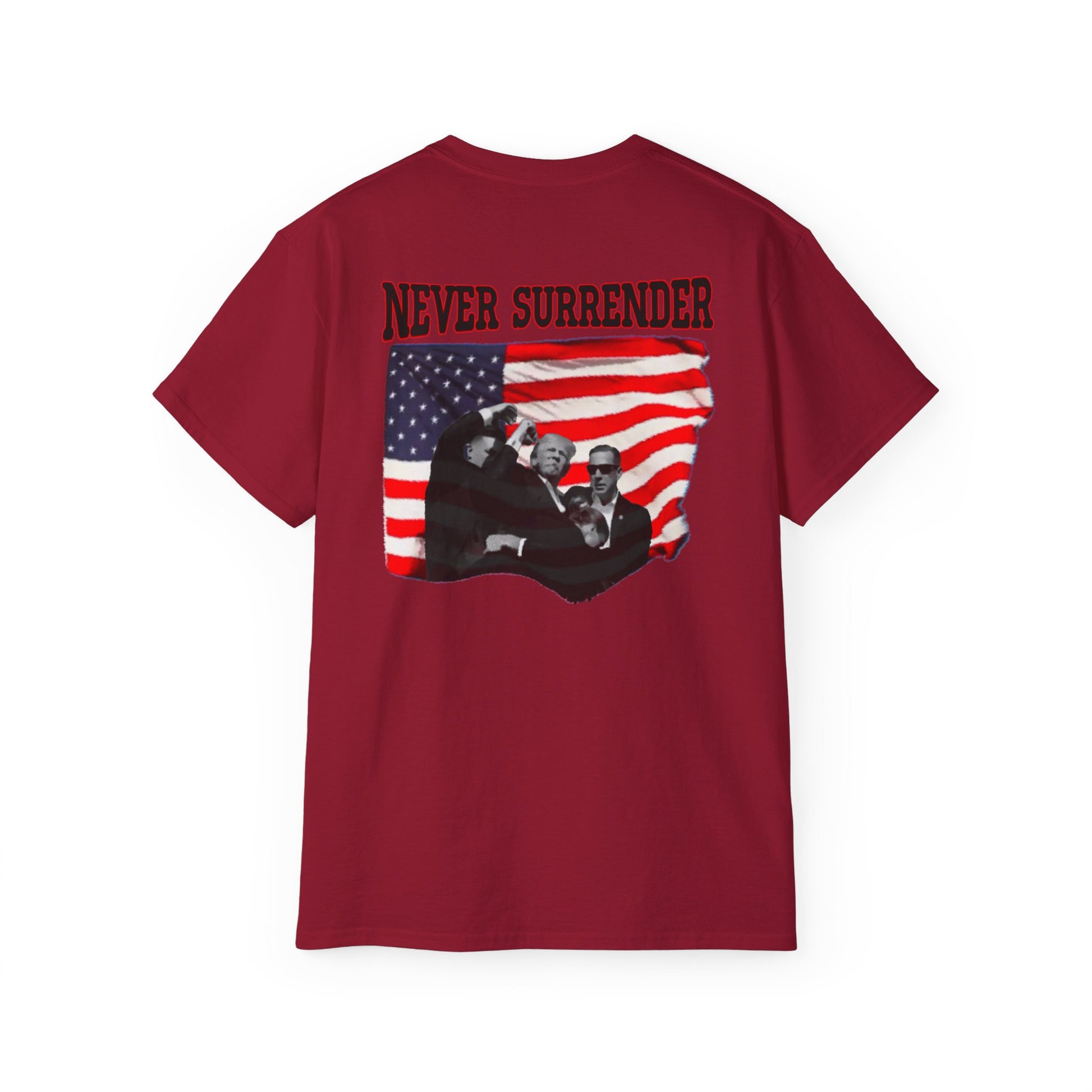 Never Surrender – Trump 2028 Patriotic Statement Tee, Unisex Ultra Cotton Tee