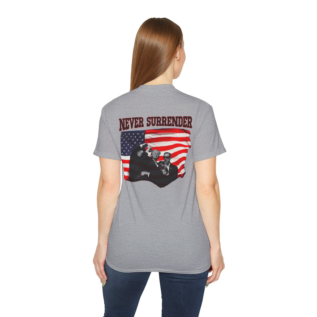 I’m Voting for the Felon” / Trump Back Design, Unisex Ultra Cotton Shirt
