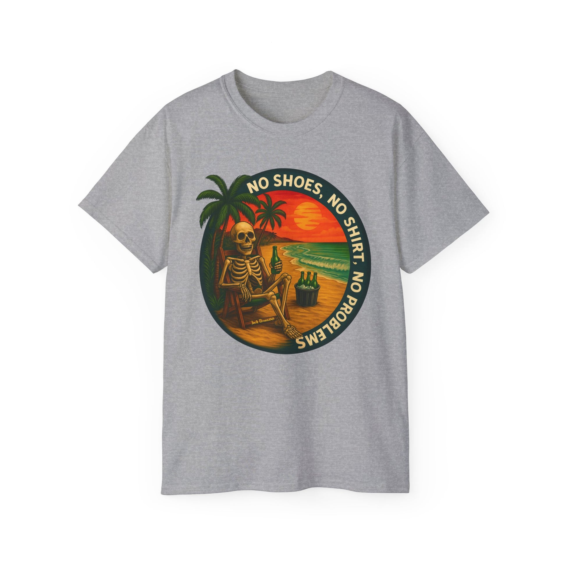 Beach Vibes Skeleton Tee, No Shoes No Shirt No Problems Shirt,