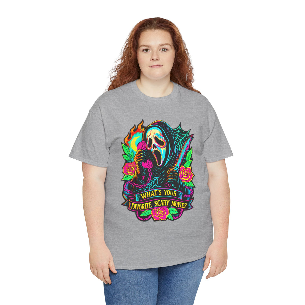 What’s Your Favorite Scary Movie? – Retro Neon Horror Slasher T-Shirt