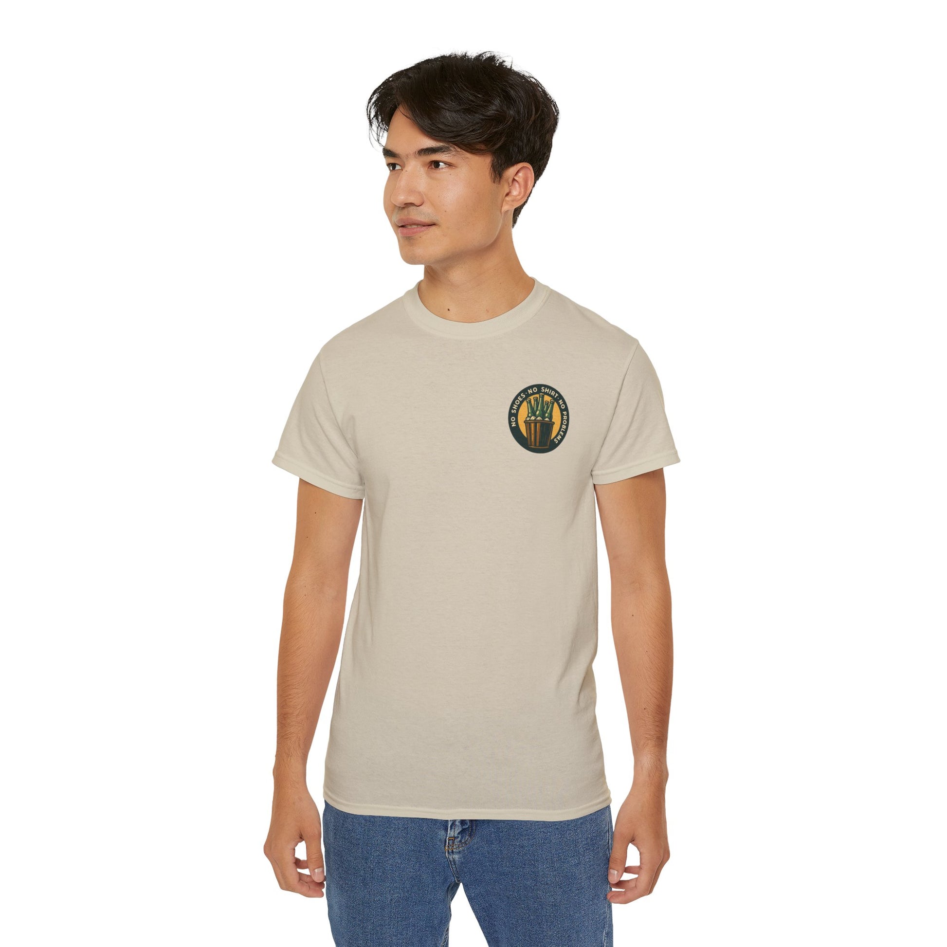 Beach Vibes Skeleton Tee, No Shoes No Shirt No Problems Shirt, Front & Back