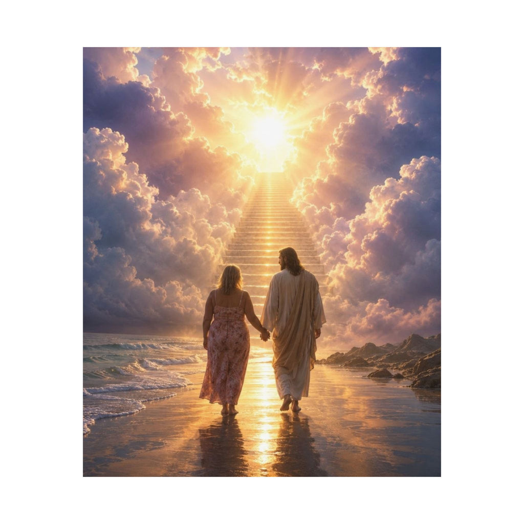 custom Christina Jesus Walks with Woman Poster — Inspirational Religious Wall Art