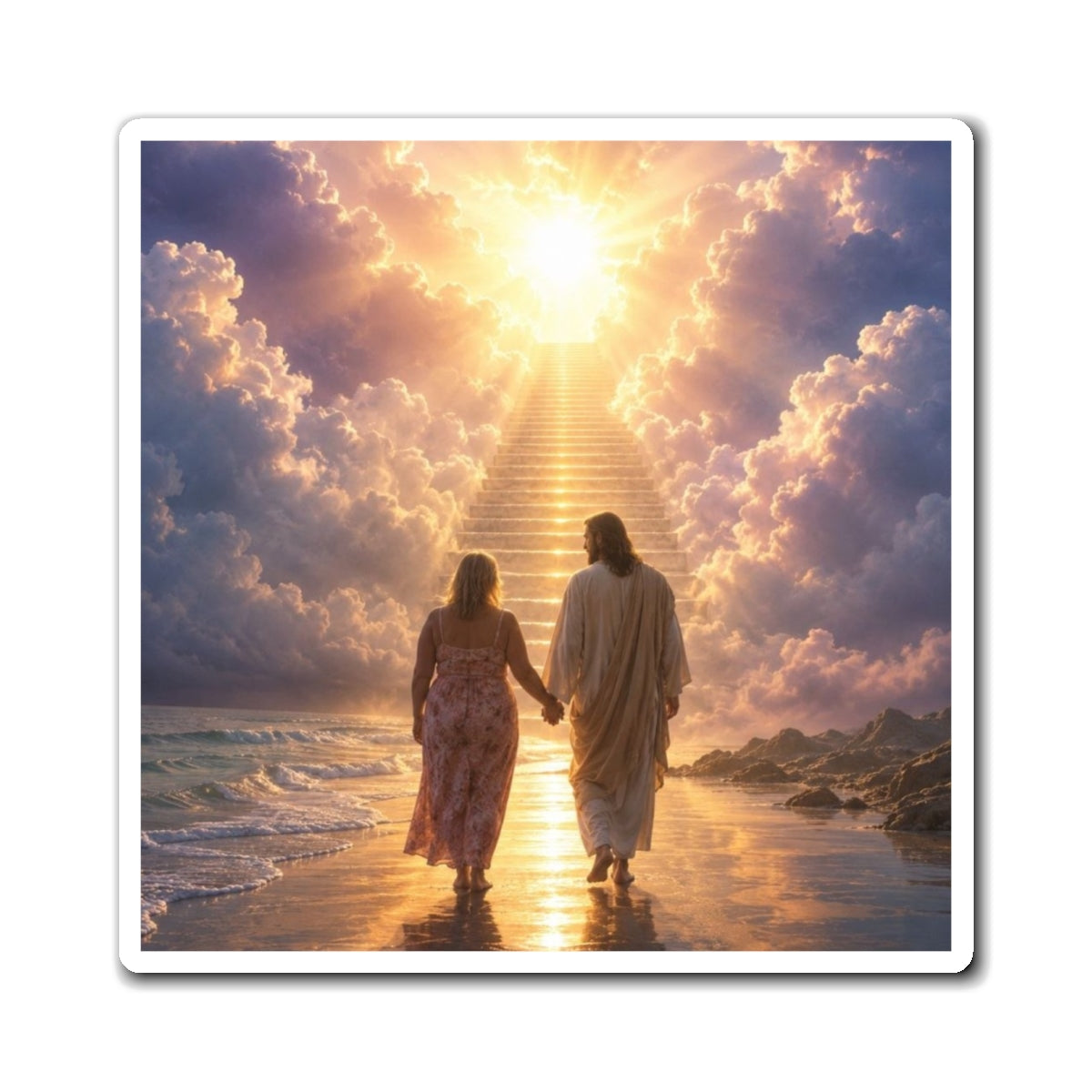 custom Christina Religious Jesus Walking to Heaven Refrigerator Magnet — Inspirational Christian Faith Magnet